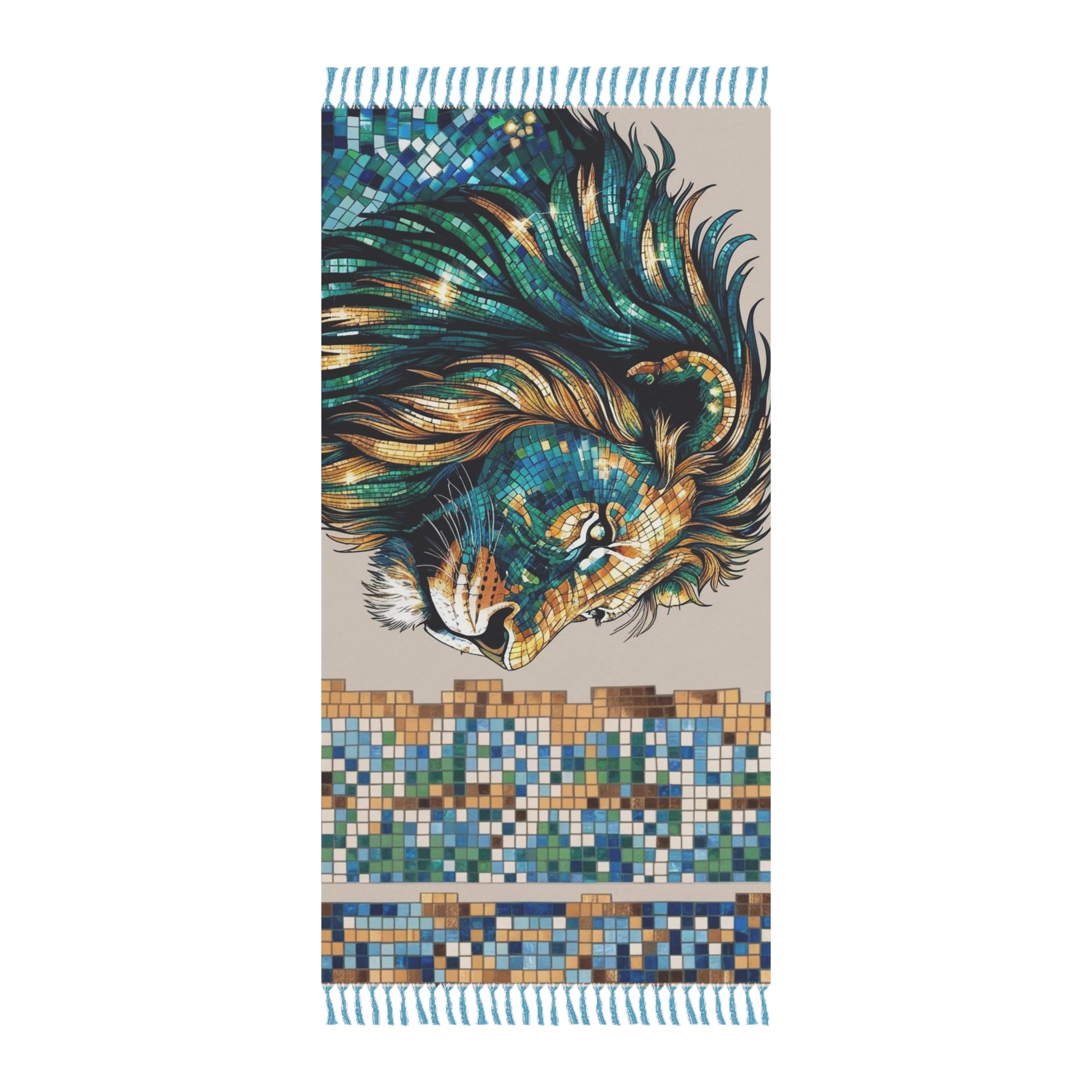 Boho Beach Towel | Artistic Mosaic Lion Design | Perfect for Summer, Beach Days, Pool Parties, and Gift Giving