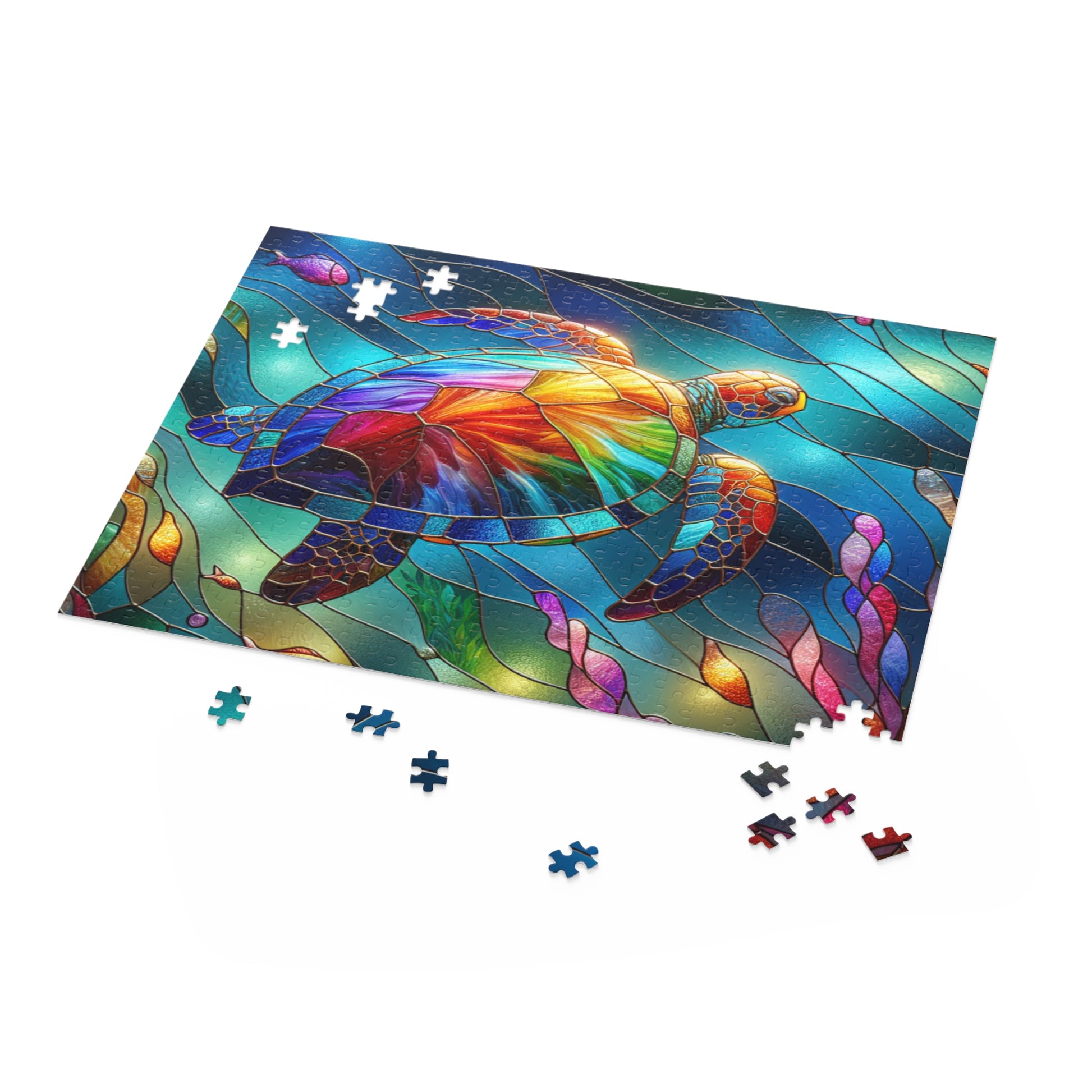 Vibrant Sea Turtle Puzzle (120, 252, 500-Piece) - Colorful Art, Ocean Decor, Family Game, Gift for Animal Lovers, Educational Fun
