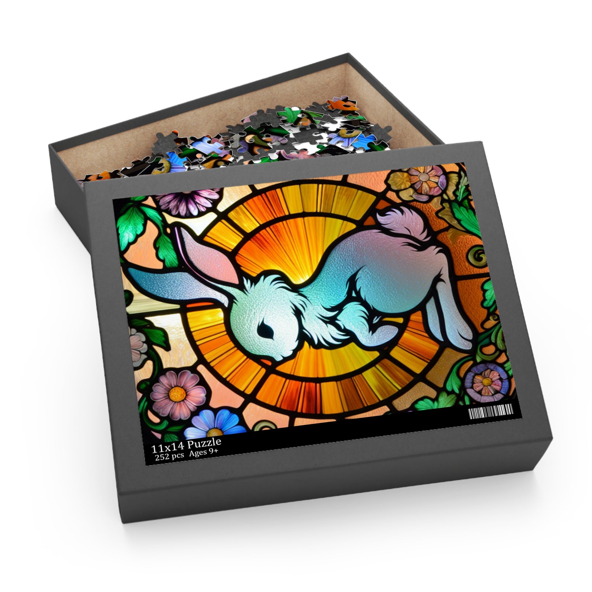 Stained Glass Bunny Puzzle - Perfect for Spring, Easter Decorations, Family Fun, Art Lovers, Unique Gift Idea
