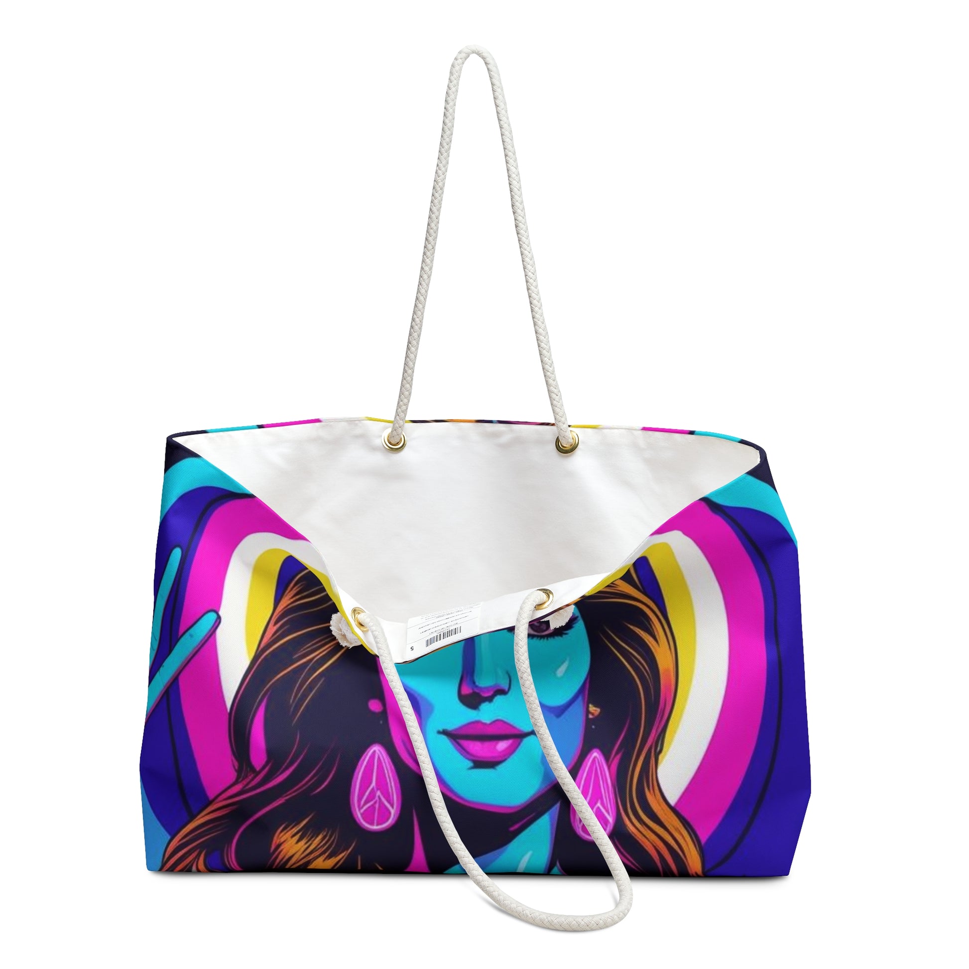 Vibrant Goddess Weekender Bag - Boho Travel Tote, Yoga Bag, Festival Essential, Beach Getaway Companion, Colorful Art Bag