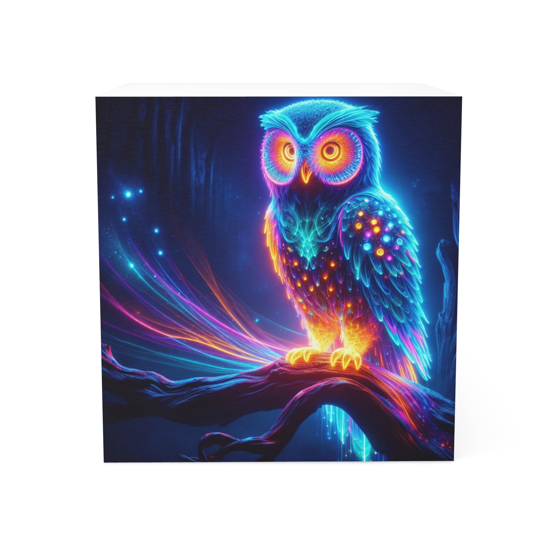 Colorful Owl Note Cube, Neon Owl Stationery, Cute Office Supplies, Unique Desk Decor, Owl Lover Gift, Funky Note Pad
