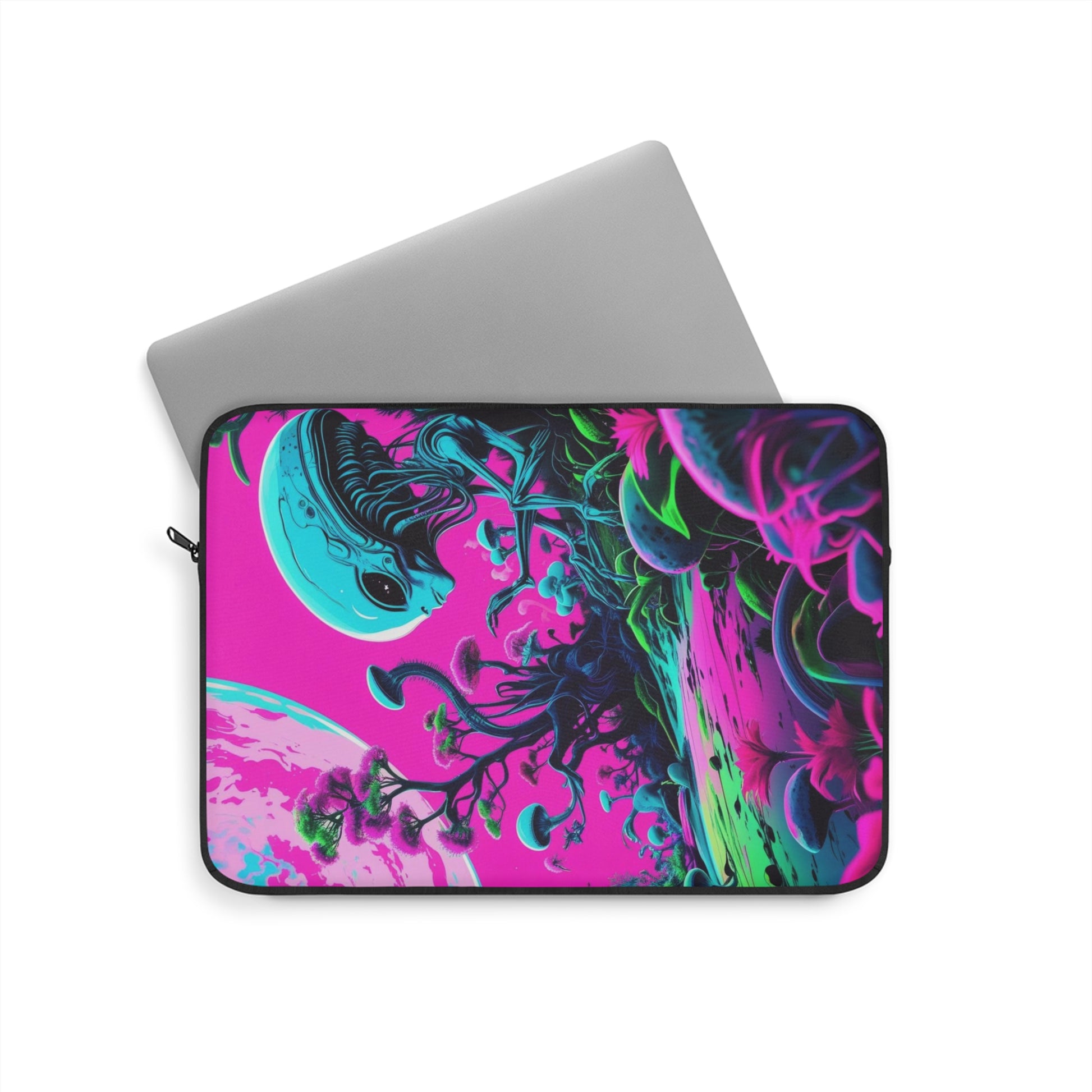 Vibrant Alien Laptop Sleeve, Trendy Tech Gift, Funky Space Design, Cool Accessories, Perfect for Sci-Fi Lovers