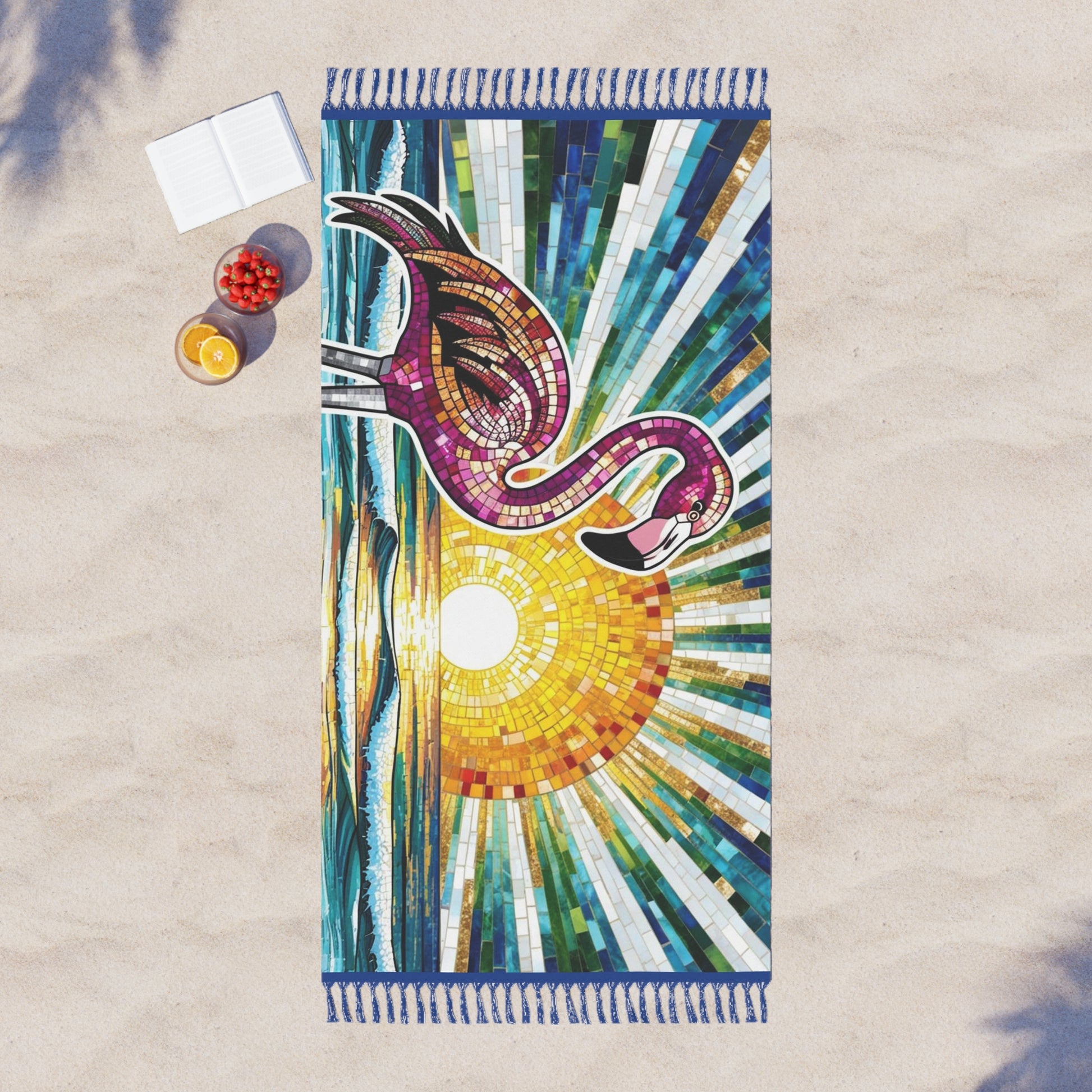 Vibrant Beach Towel - Boho Flamingo Sunset Design, Summer Essentials, Pool Party Accessory, Gift for Beach Lovers, Travel Must-Have