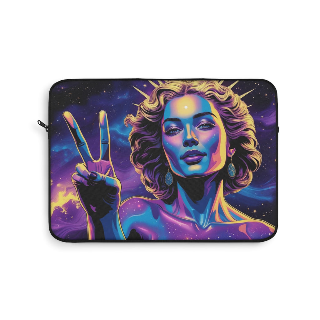 Cosmic Goddess Laptop Sleeve - Bohemian, Art Decor, Gift for Her, Astral Design, Peace Sign Fashion