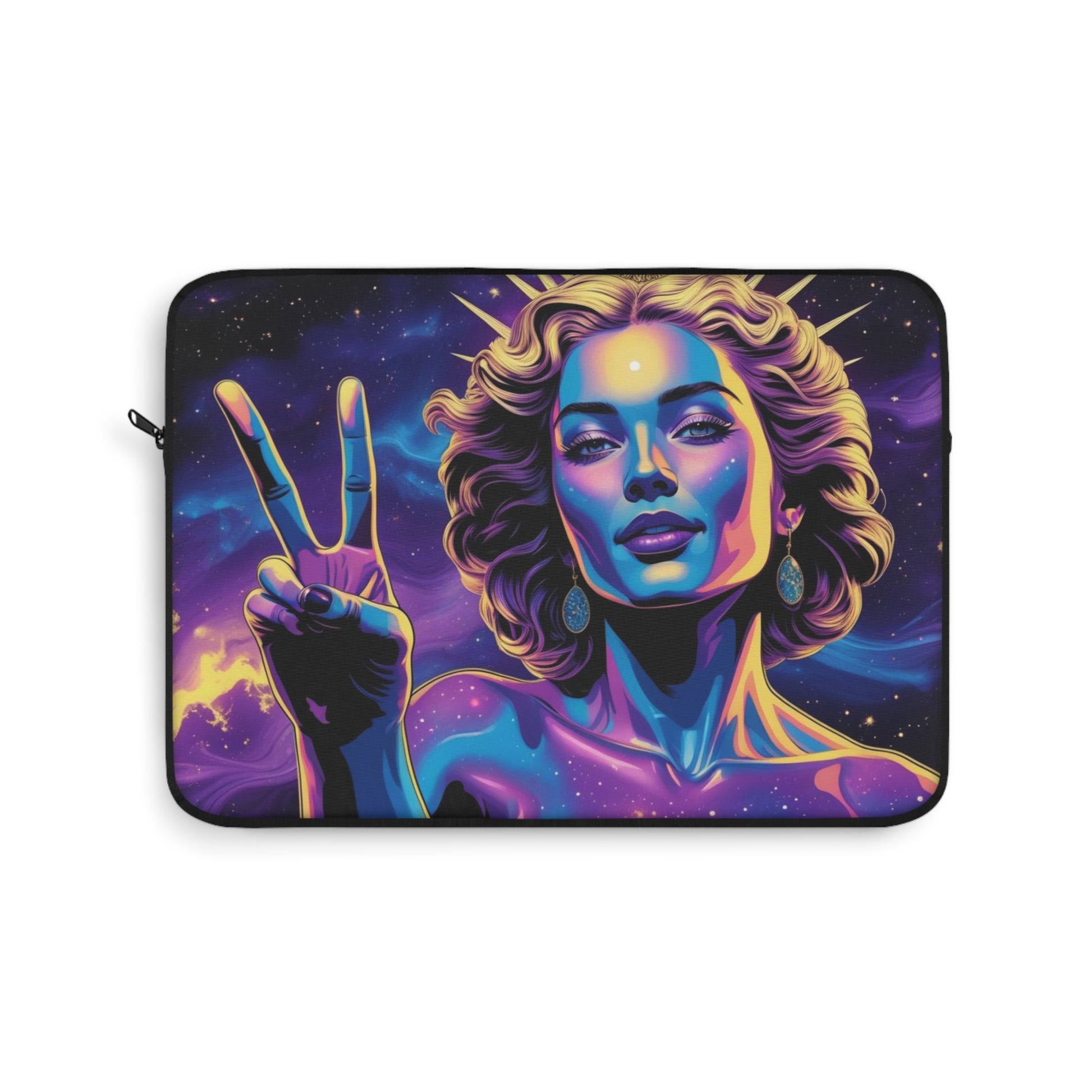 Cosmic Goddess Laptop Sleeve - Bohemian, Art Decor, Gift for Her, Astral Design, Peace Sign Fashion