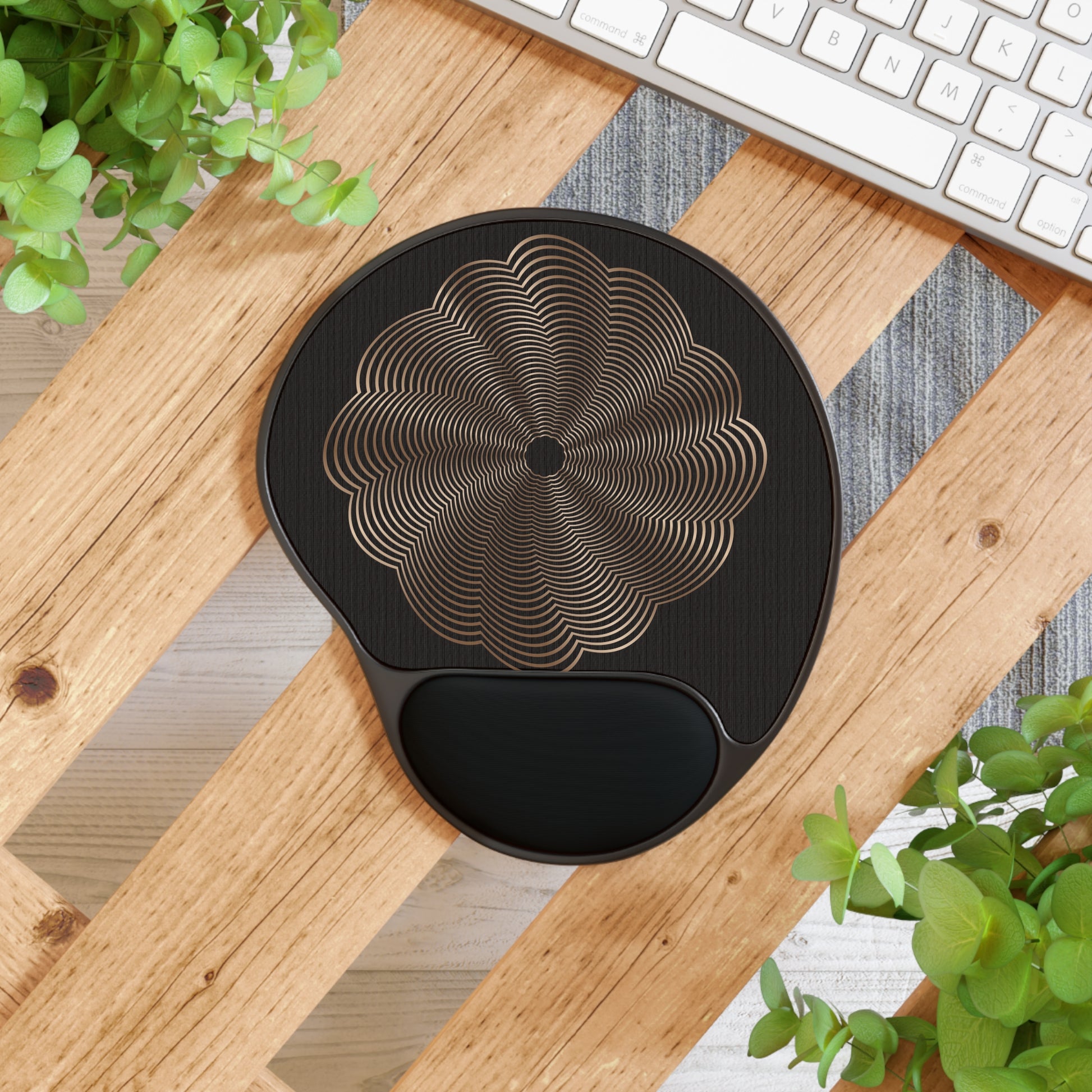 Stylish Ergonomic Mouse Pad with Wrist Rest, Ideal for Home Office, Gifts for Tech Lovers, Black Flower Design, Gaming Desk Accessories