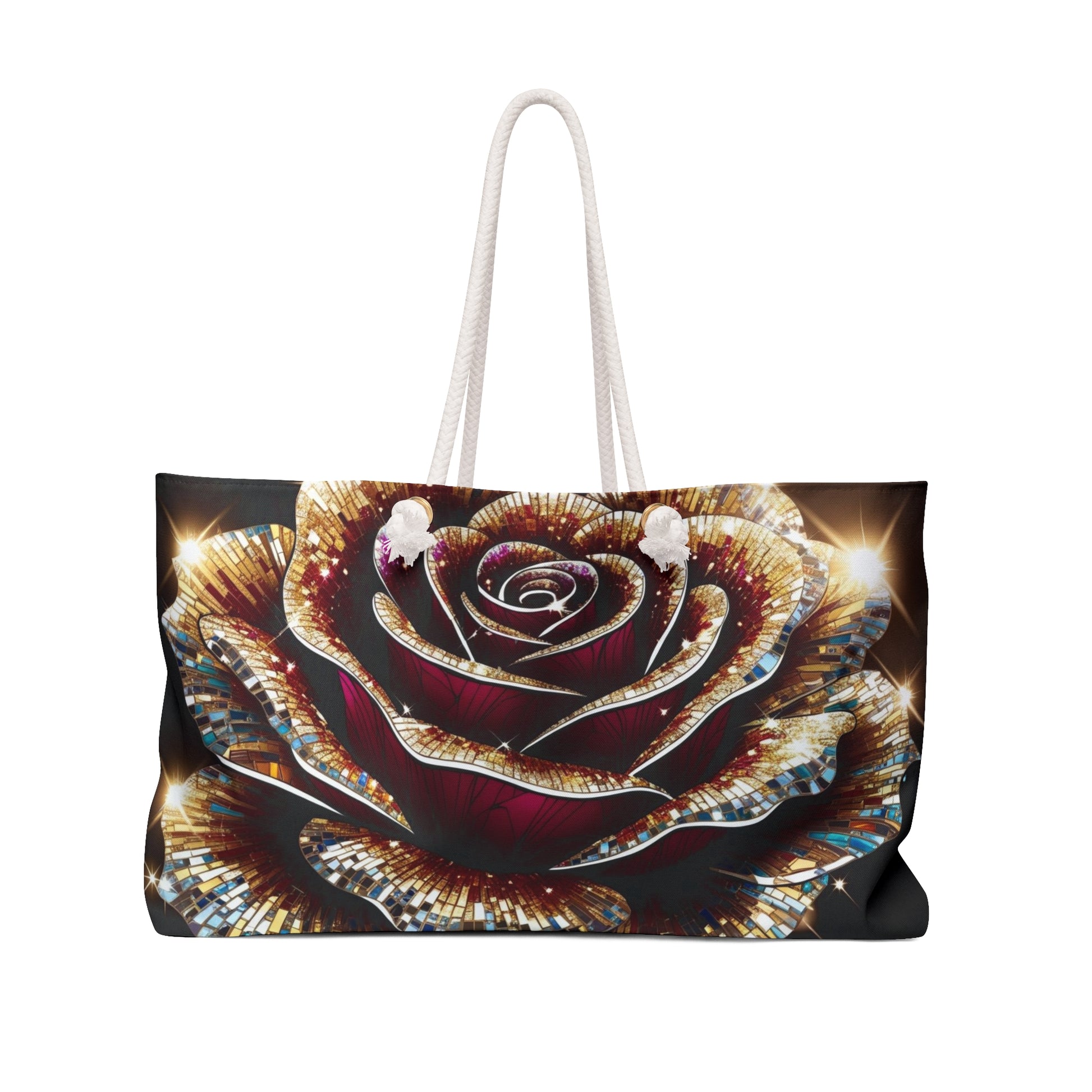 Vibrant Rose Goddess Weekender Bag - Travel Tote, Boho Chic, Festival Essentials, Carryall Carry-On Travel Bag, Gift for Her, Yoga Retreat