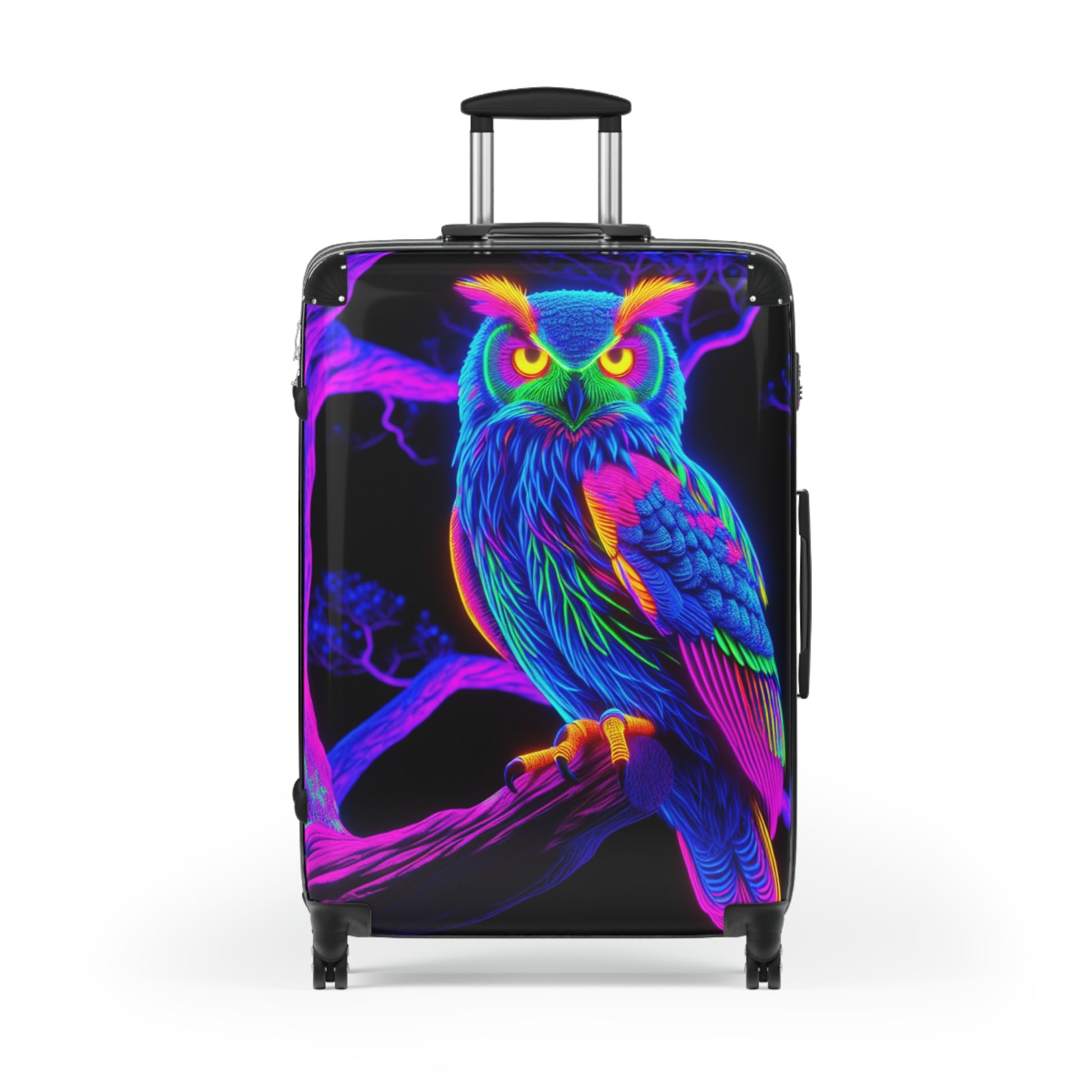 Colorful Owl Suitcase, Travel Luggage, Vibrant Carry-on, Unique Gift for Travelers, Summer Vacation Essentials, Owl Art Travel Bag