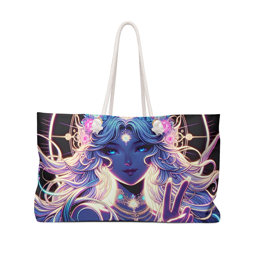 Mystical Goddess Weekender Bag | Boho Travel Tote, Artsy Beach Bag, Overnight Luggage, Spiritual Carryall, Unique Gift for Anime Lovers
