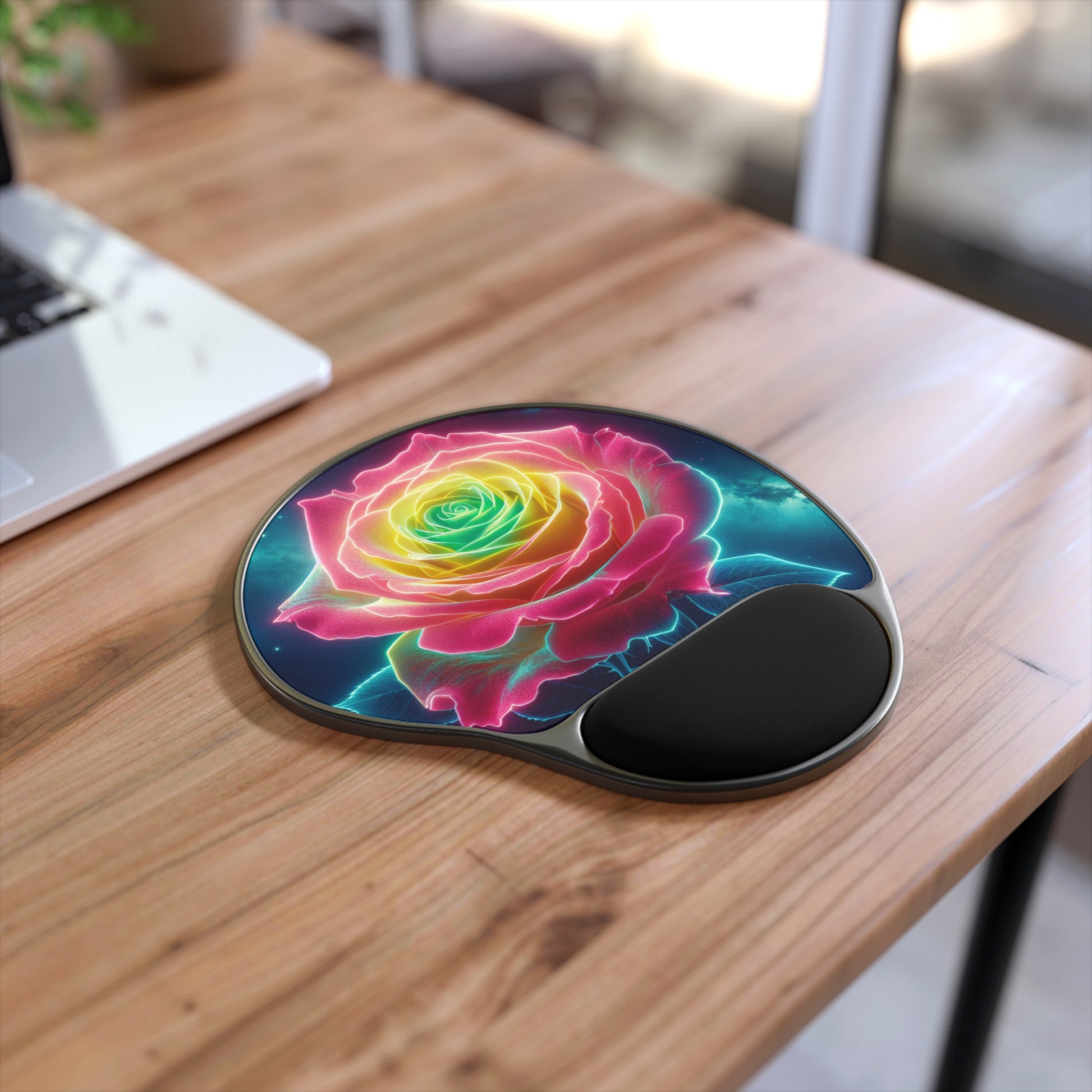 Vibrant Floral Wrist Rest Mouse Pad, Colorful Desk Accessory, Gamer Gift, Office Decor, Ergonomic Mouse Mat