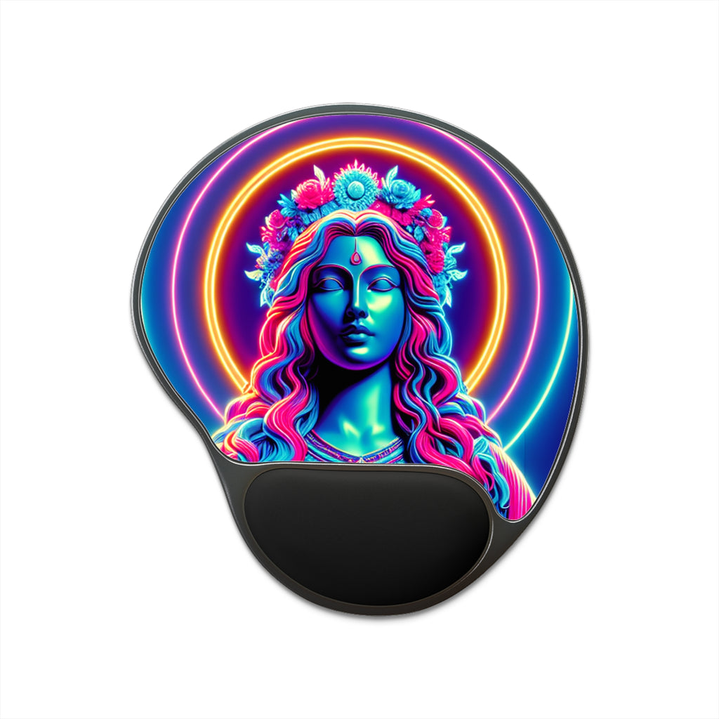 Vibrant Goddess Mouse Pad with Wrist Rest, Desk Accessory, Computer Mousepad, Boho Home Office Decor, Gift for Creatives