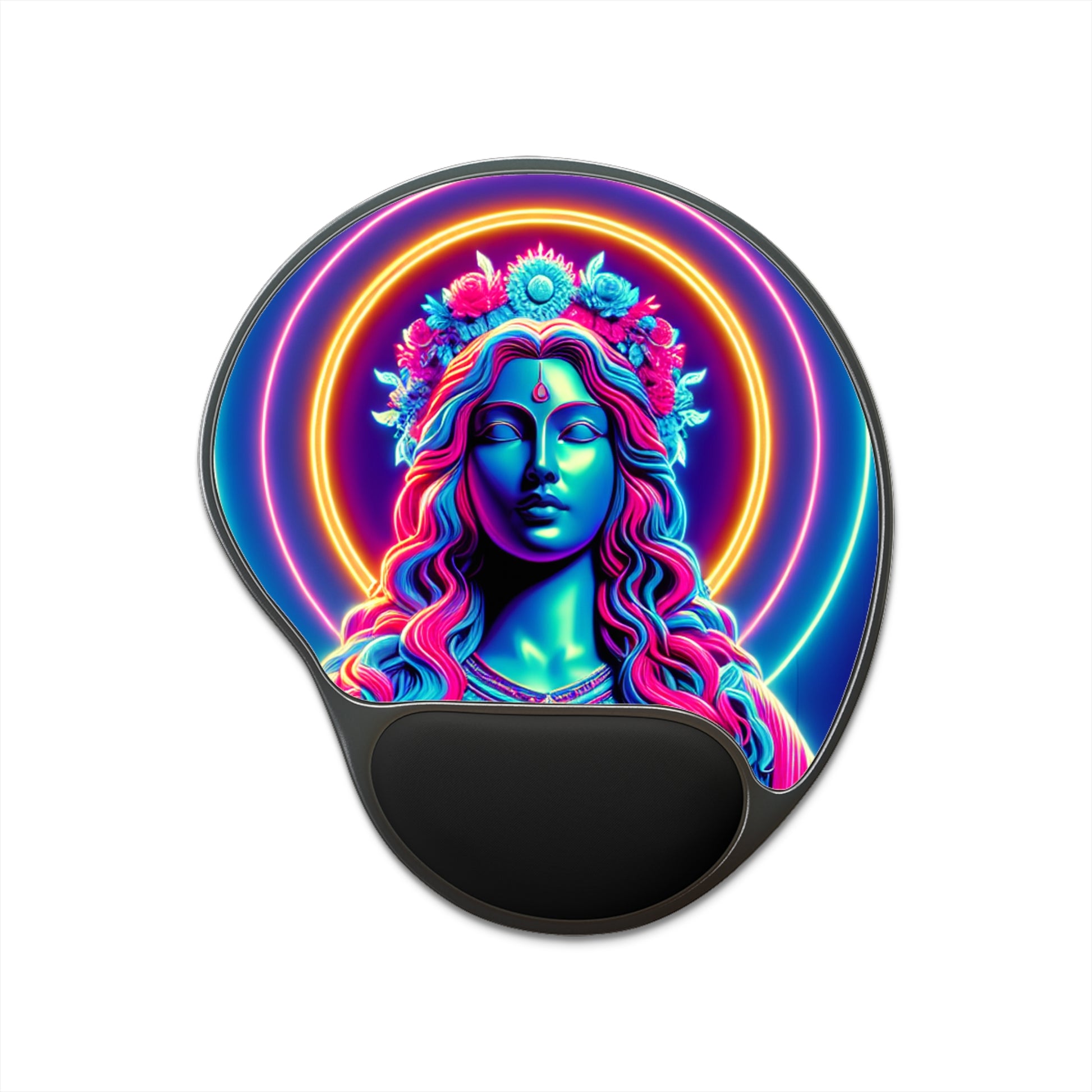 Vibrant Goddess Mouse Pad with Wrist Rest, Desk Accessory, Computer Mousepad, Boho Home Office Decor, Gift for Creatives
