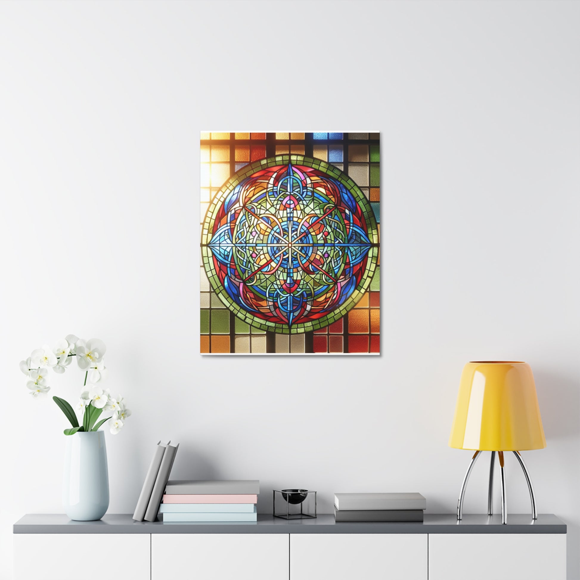 Colorful Stained Glass Canvas Art, Home Decor Wall Art, Bohemian Decor, Unique Gift, Spiritual Art, Colorful Wall Hanging