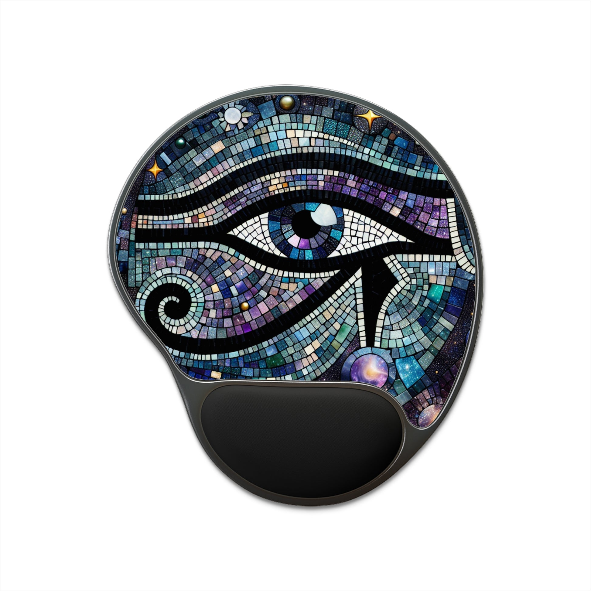 Mosaic Eye Mouse Pad, Cosmic Desk Accessory, Ergonomic Wrist Rest, Computer Gift for Gamers, Astrology Decor, Office Essentials