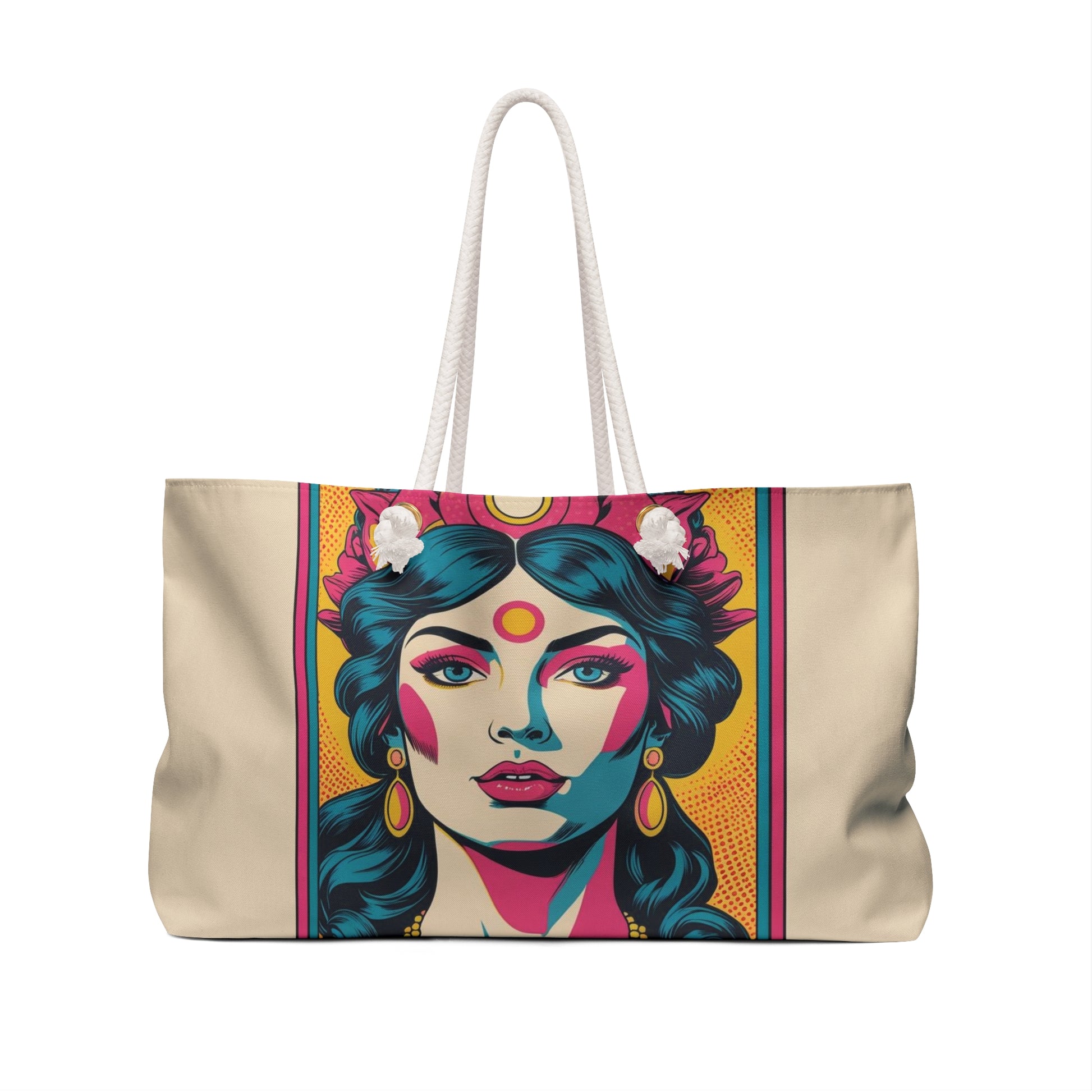 Vibrant Art Weekender Bag, Boho Tote, Yoga Bag, Travel Tote, Festival Accessory, Colorful Beach Bag, Gift for Her