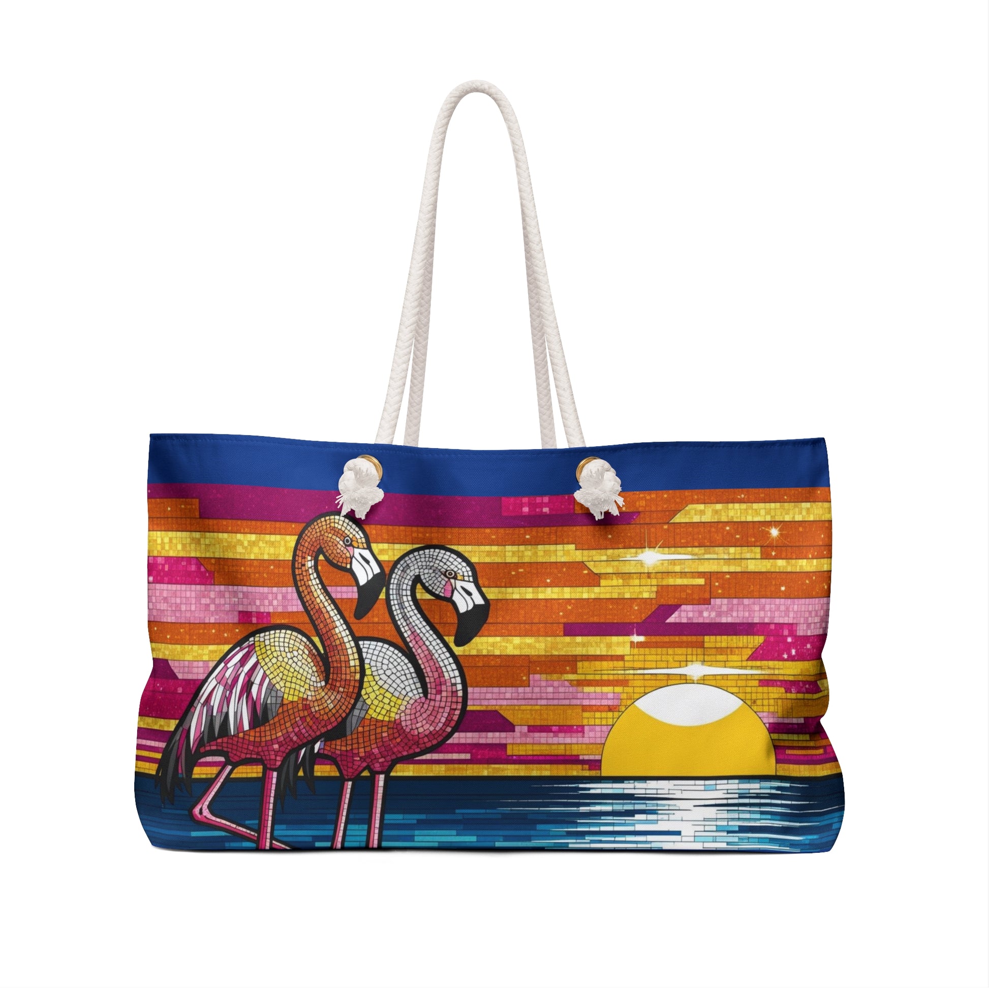 Tropical Flamingo Weekender Bag, Vacation Tote, Beach Travel Bag, Summer Getaway, Fun Gift for Travelers