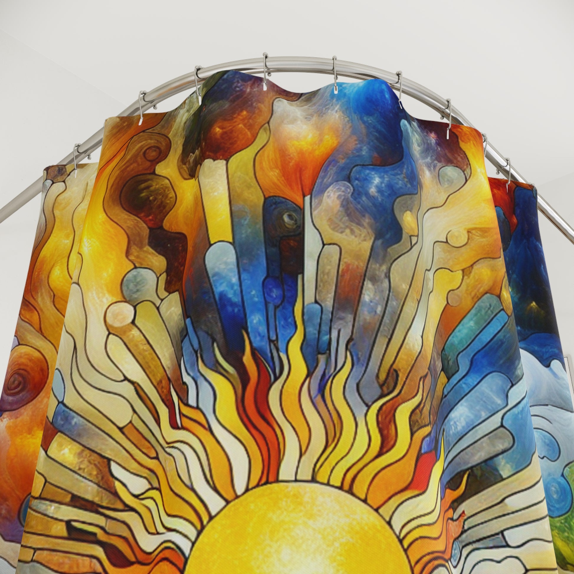 Vibrant Sunburst Shower Curtain - Brighten Your Bathroom, Boho Decor, Gift for Sun Lovers, Artistic Home Decor, Summer Vibes