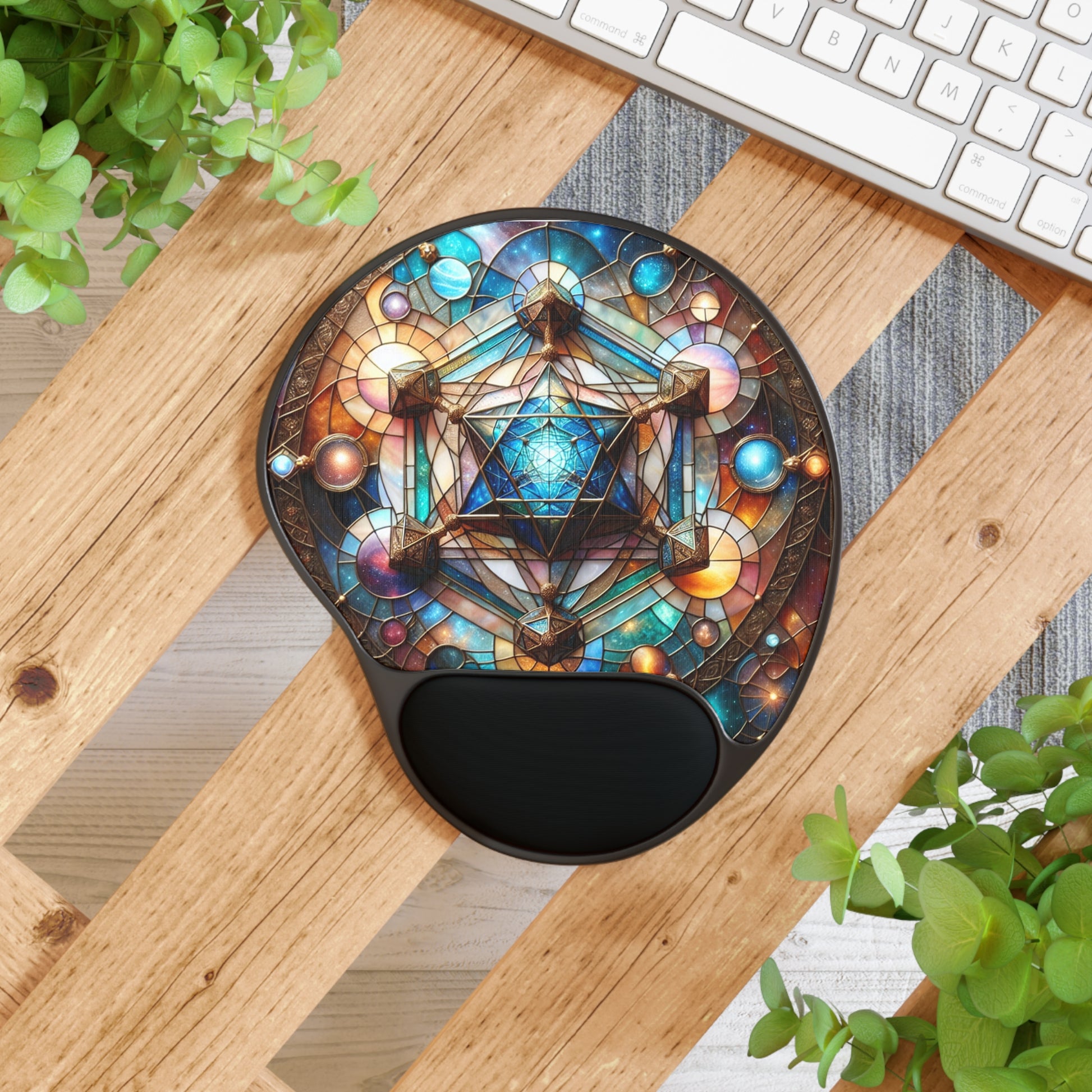 Stained Glass Mouse Pad with Wrist Rest, Elegant Desk Accessory, Perfect for Home Office, Gamer Gift, Unique Decoration