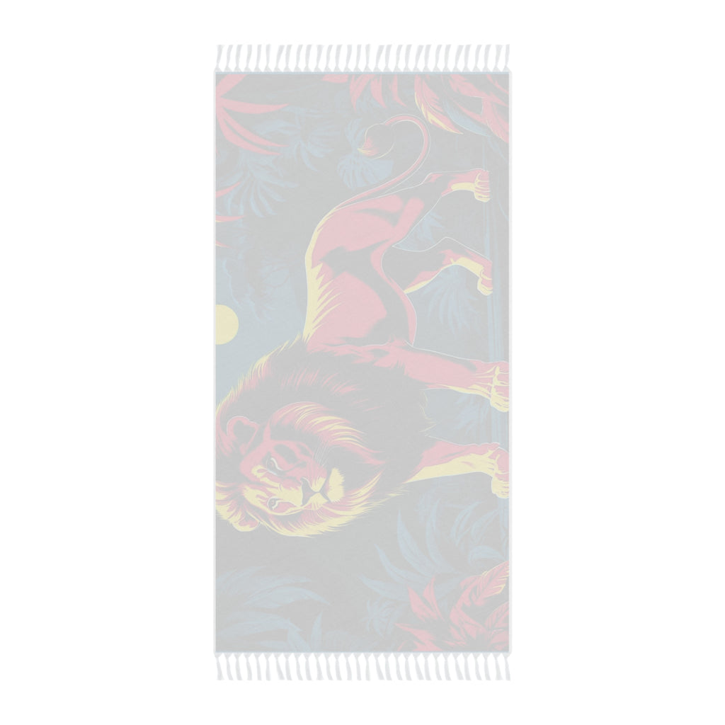 Boho Beach Towel with Vibrant Lion Design, Beach Essentials, Summer Fun, Gift for Nature Lovers, Bohemian Pool Wrap