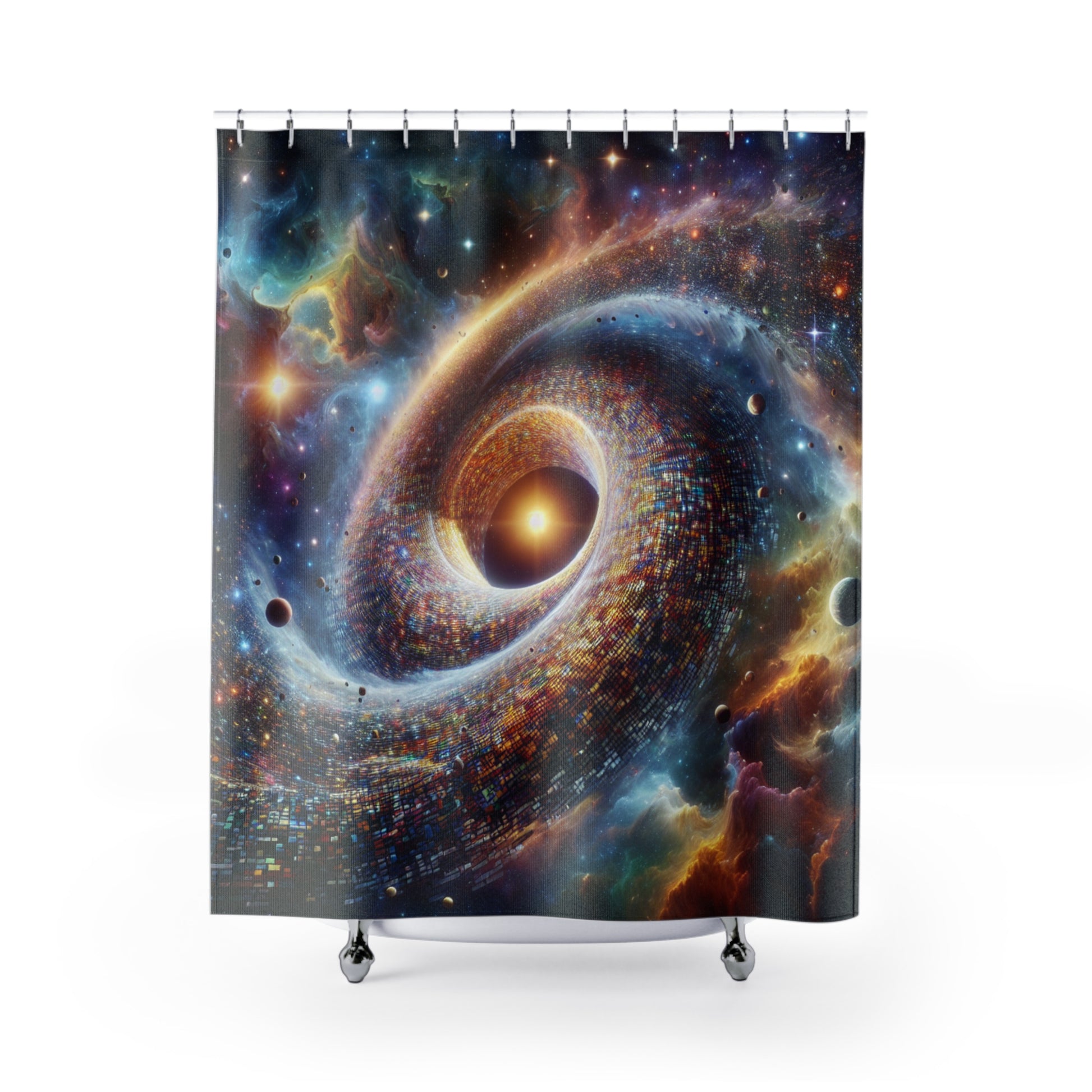 Cosmic Spiral Shower Curtain, Galaxy Bathroom Decor, Space Theme Gift, Home Aesthetic, Universe Art