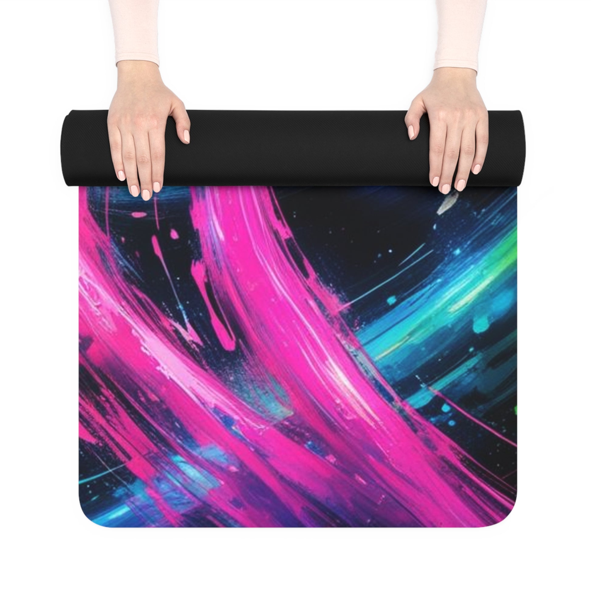 Vibrant Cosmic Rubber Yoga Mat | Fitness Mat for Home, Gym, Meditation, Gift for Yogis, Stylish Workout Essential