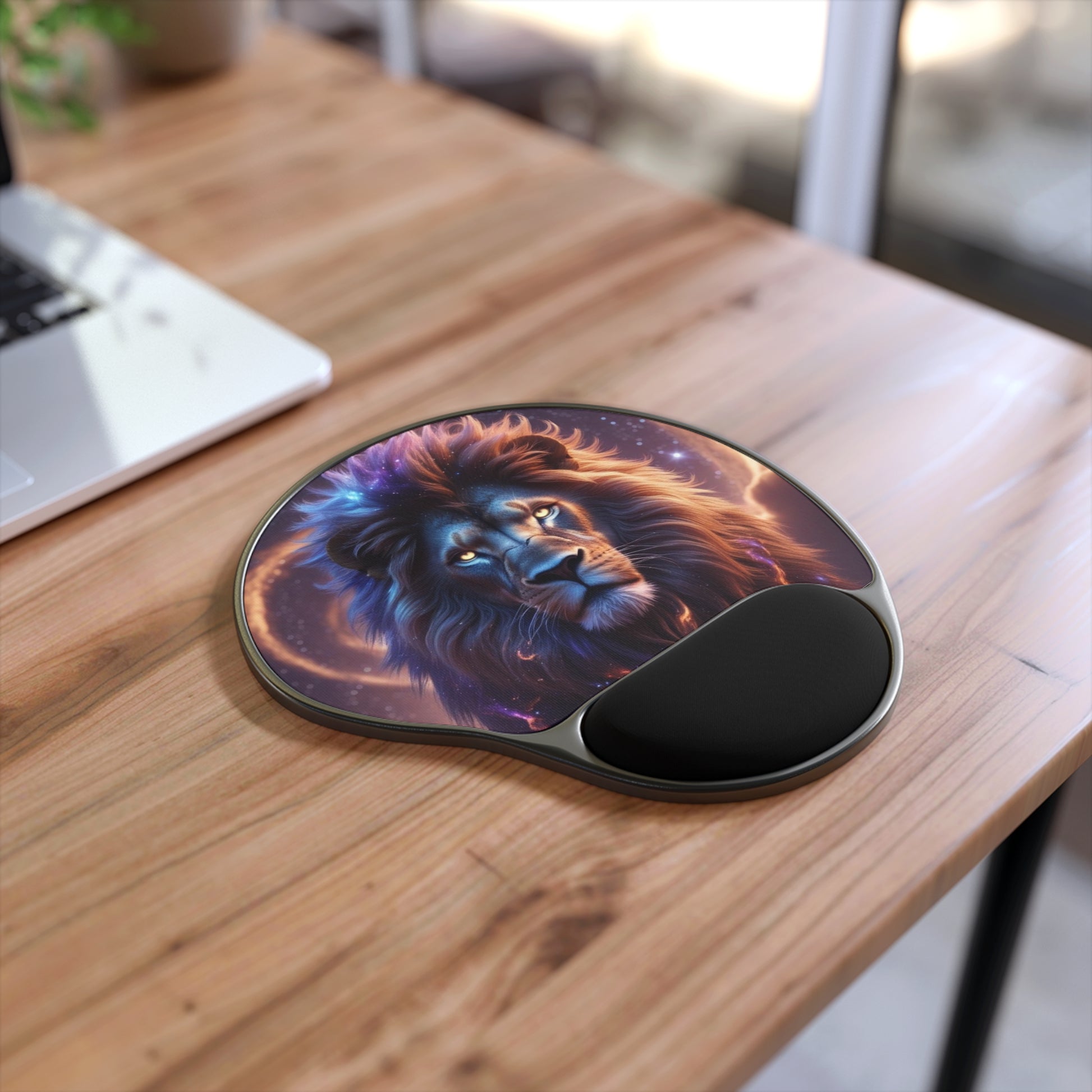 Majestic Lion Wrist Rest Mouse Pad | Gaming, Office, Desk Decor, Gift for Animal Lovers, Computer Accessory, Creative Workspace