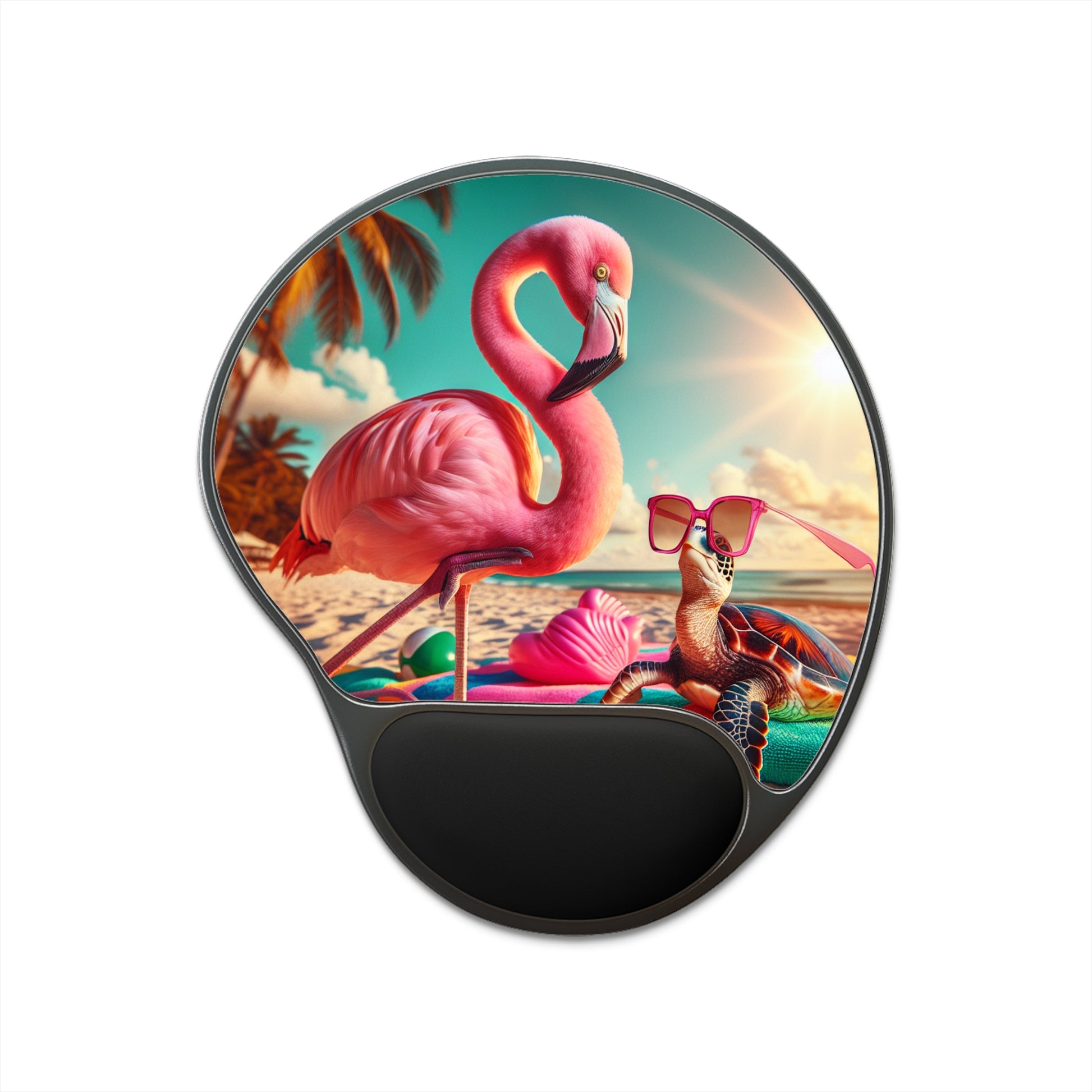 Tropical Flamingo Mouse Pad With Wrist Rest, Cute Desk Accessory, Beach Vibe Office Decor, Ideal Gift for Animal Lovers