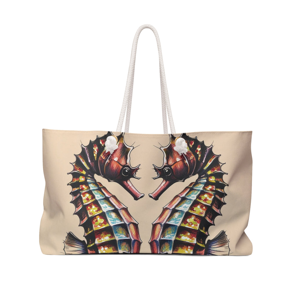 Seahorse Weekender Bag, Eco-Friendly Beach Tote, Travel Duffel for Weekend Getaways, Nautical Gift, Summer Vacation Bag