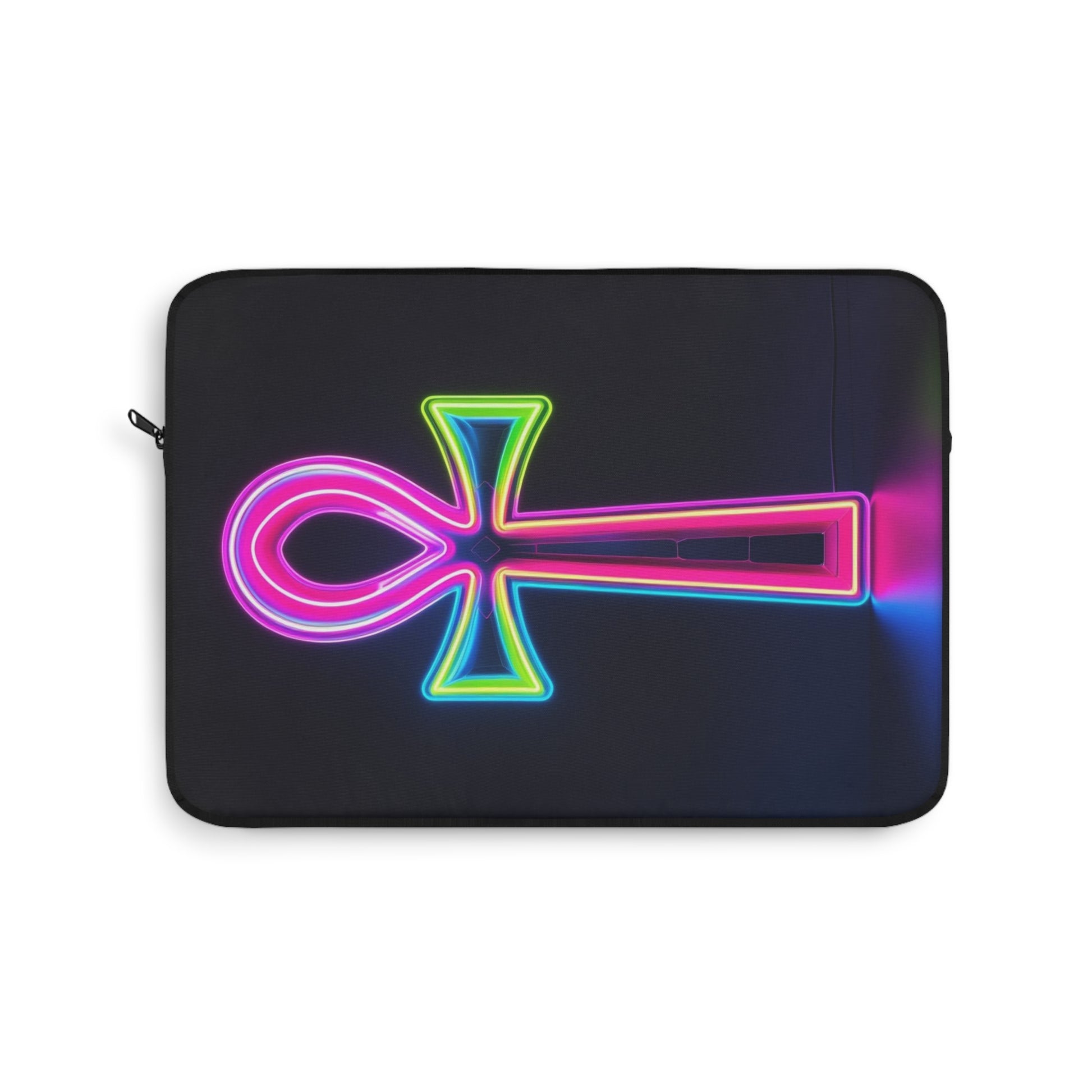 Colorful Ankh Laptop Sleeve – Neon Laptop Case, Boho Tech Accessory, Gift for Students and Creatives, Holiday Present, Unique Design
