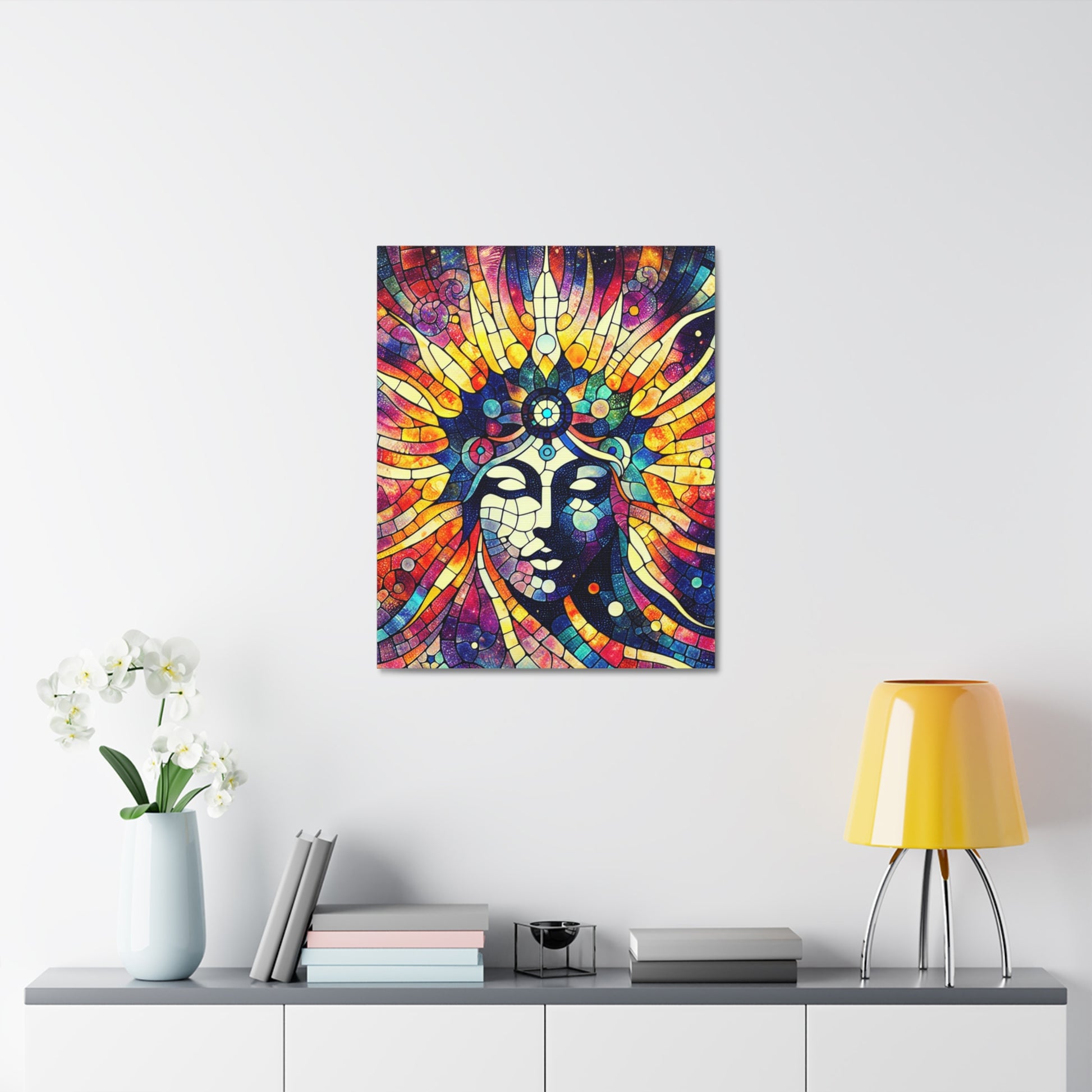 Vibrant Stretched Canvas Art | Colorful Boho Wall Decor, Spiritual Home Accent, Gift for Her, Festival Decoration, Meditation Space Art