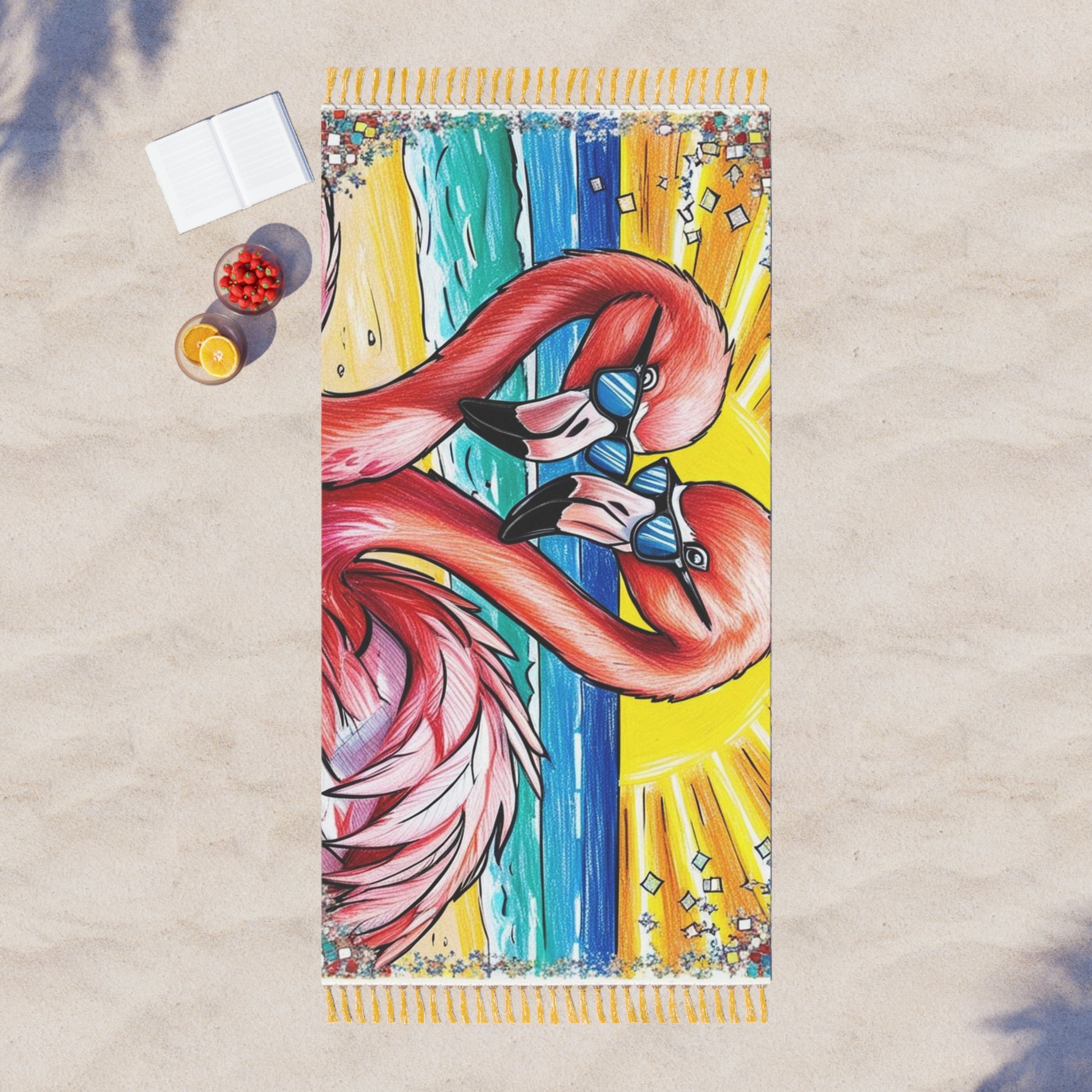 Boho Beach Towel, Colorful Flamingo Towel, Summer Beach Accessory, Sand-Free Towel, Tropical Vacation Towel, Poolside Essential