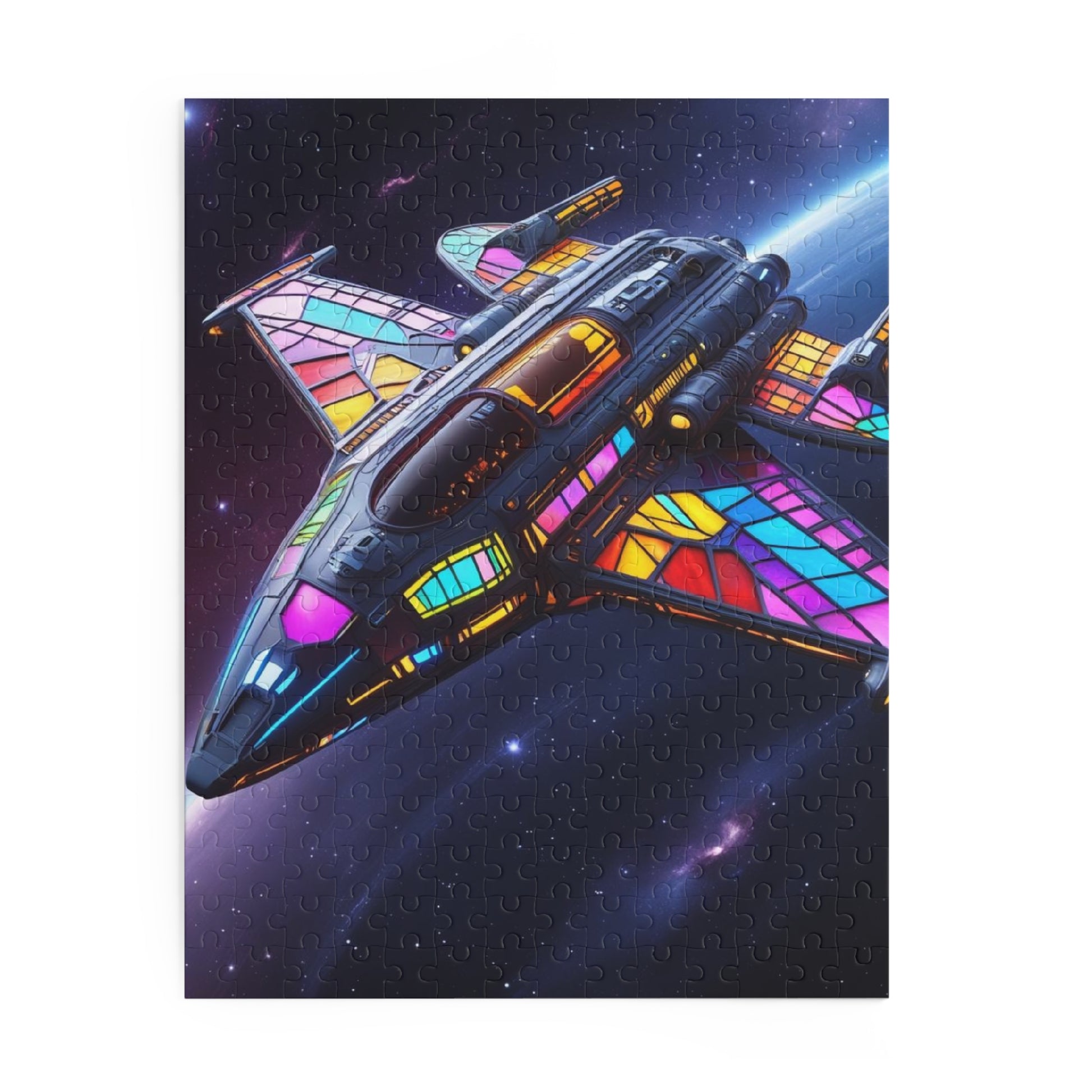 Stained Glass Space Shuttle Puzzle, 120/252/500-Piece Fun, Space-Themed Gift for Holidays, Family Game Night, and Collectors