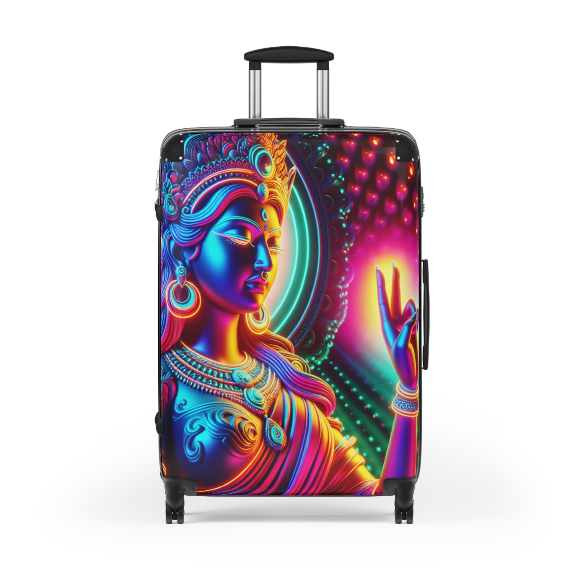 Vibrant Goddess Suitcase, Colorful Luggage, Travel Bag, Bohemian Carry-On, Festival Gear, Vacation Essentials, Unique Travel Accessory