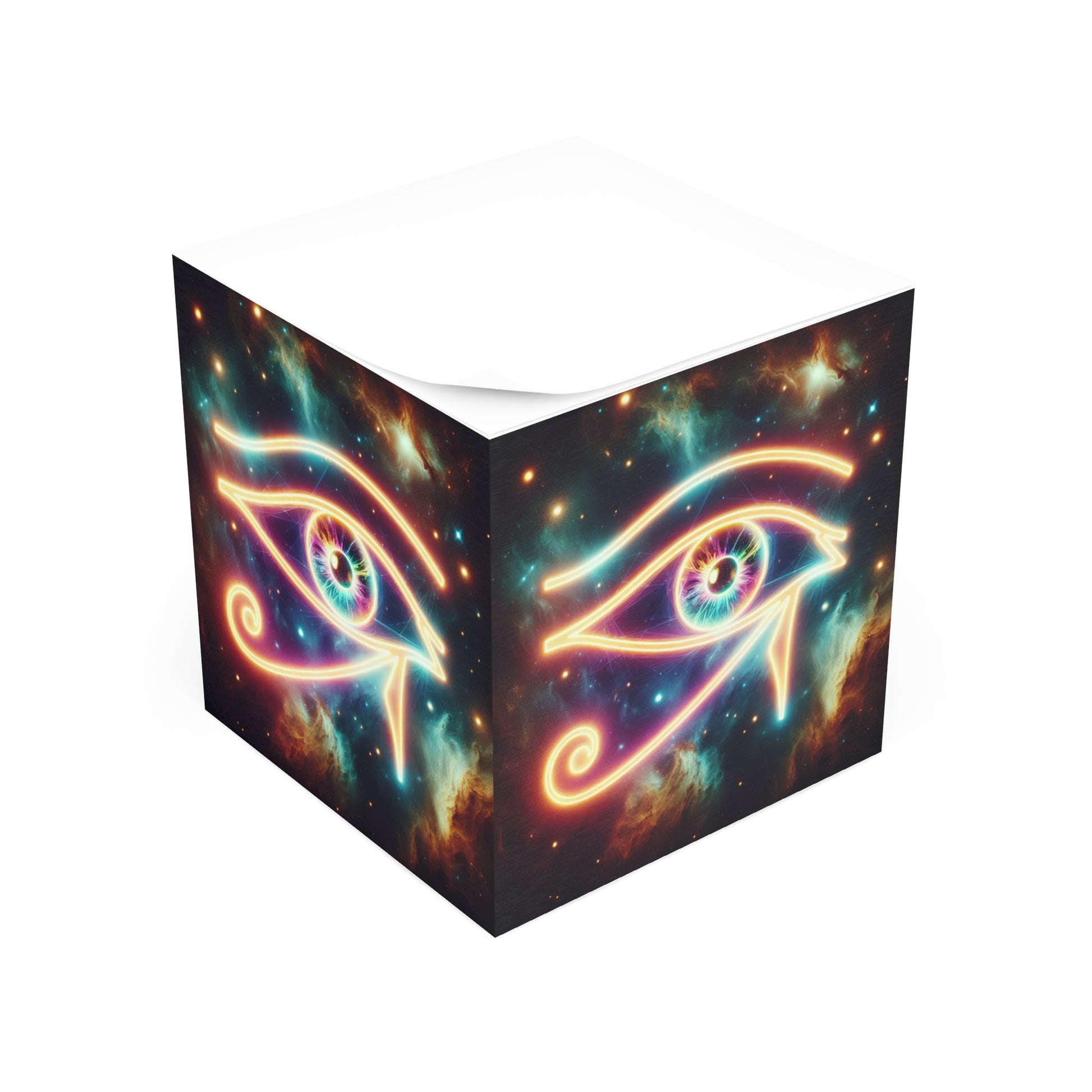 Cosmic Eye Note Cube, Spiritual Desk Organizer, Unique Stationery, Cute Office Decor, Gift for Writers, Mystic & Boho Style