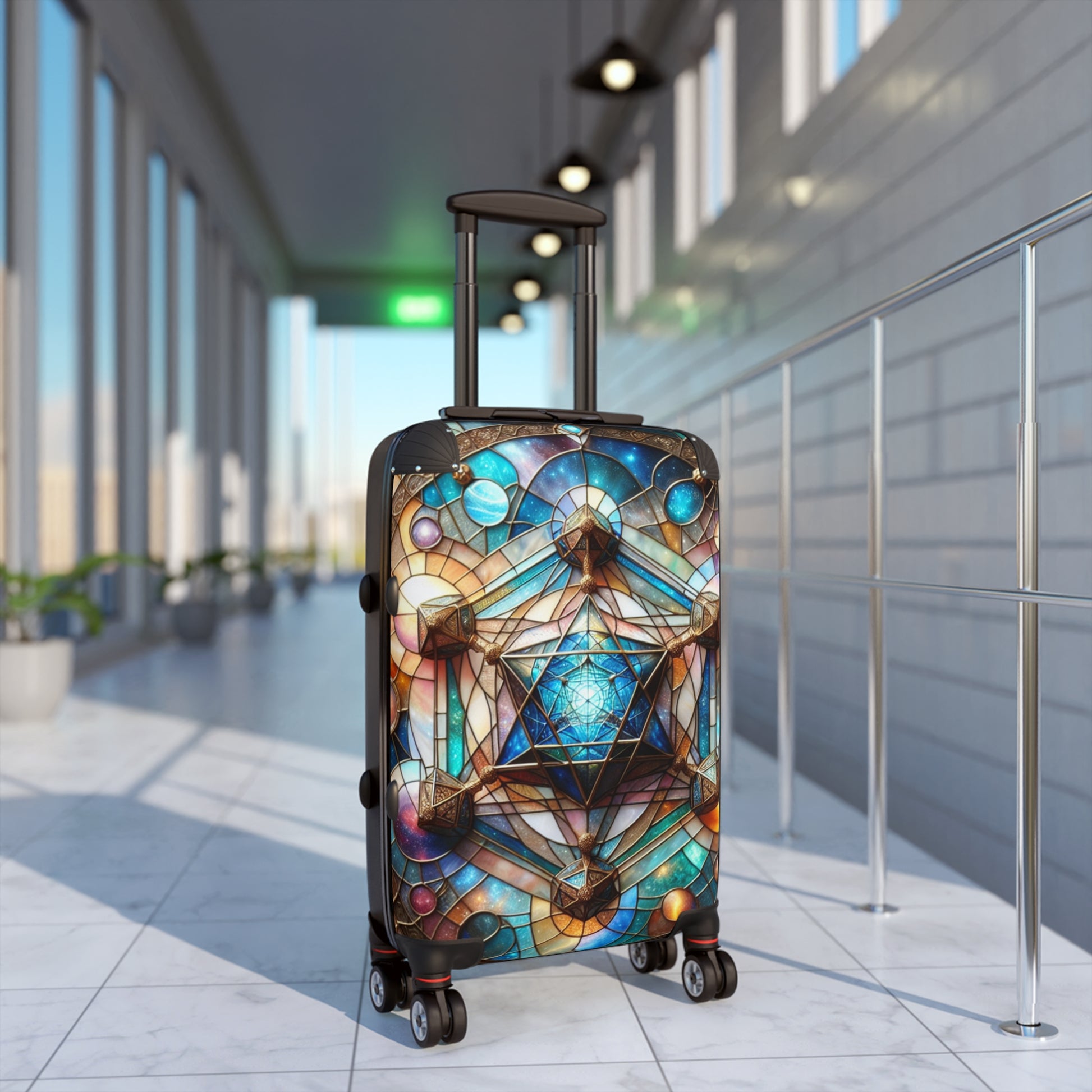 Stained Glass Suitcase, Travel Luggage, Colorful Carry-On, Unique Design, Vacation Essentials, Art-Inspired Travel Gear
