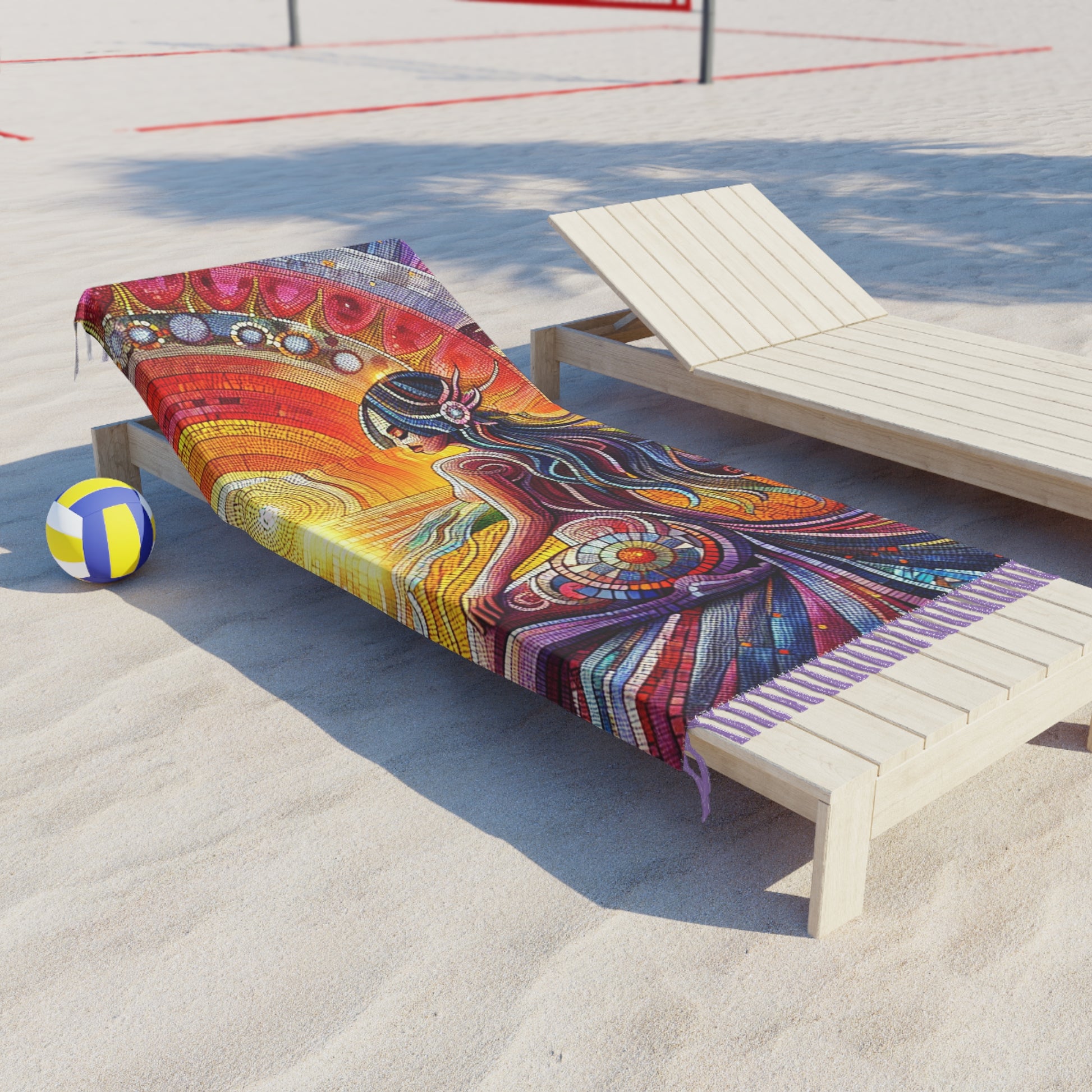Boho Beach Towel | Vibrant Sunset Design | Perfect for Summer, Pool Days, Picnics, Yoga, Gifts