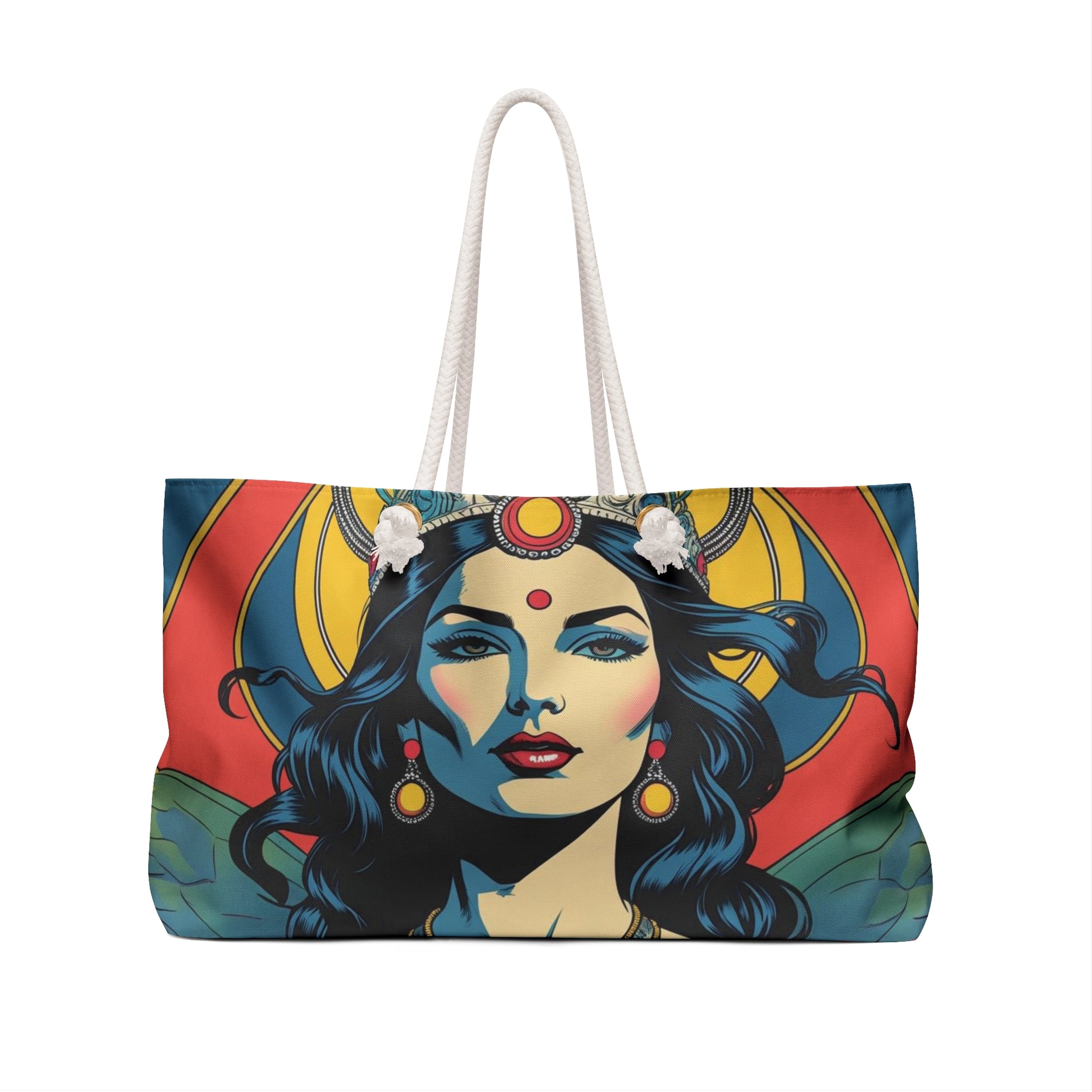 Spiritual Weekender Bag with Goddess Design, Travel Tote for Beach, Yoga, Gym, Festival, Weekend Getaways