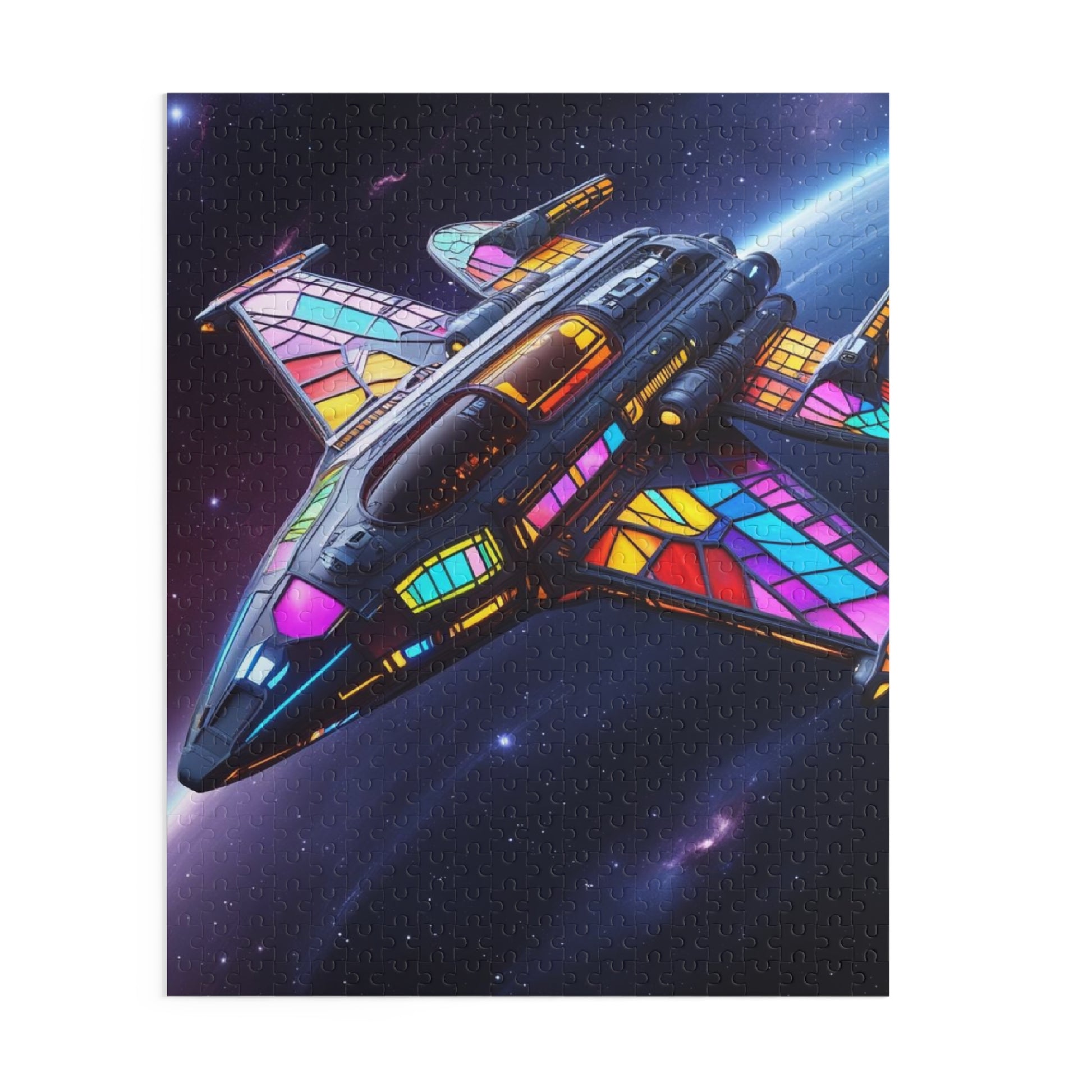 Stained Glass Space Shuttle Puzzle, 120/252/500-Piece Fun, Space-Themed Gift for Holidays, Family Game Night, and Collectors