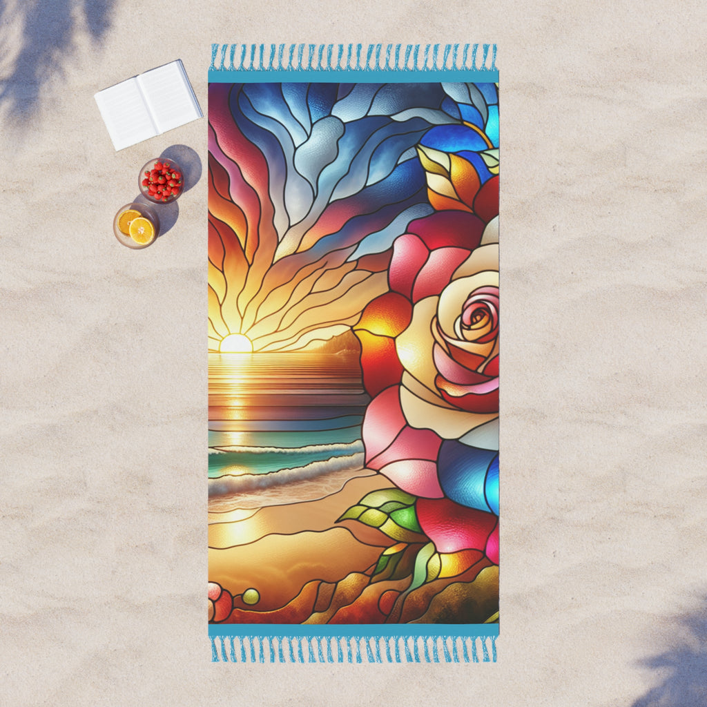 Boho Beach Towel | Vibrant Floral Sunset Print | Perfect for Summer, Beach Days, Pool Parties, Picnics, Vacation