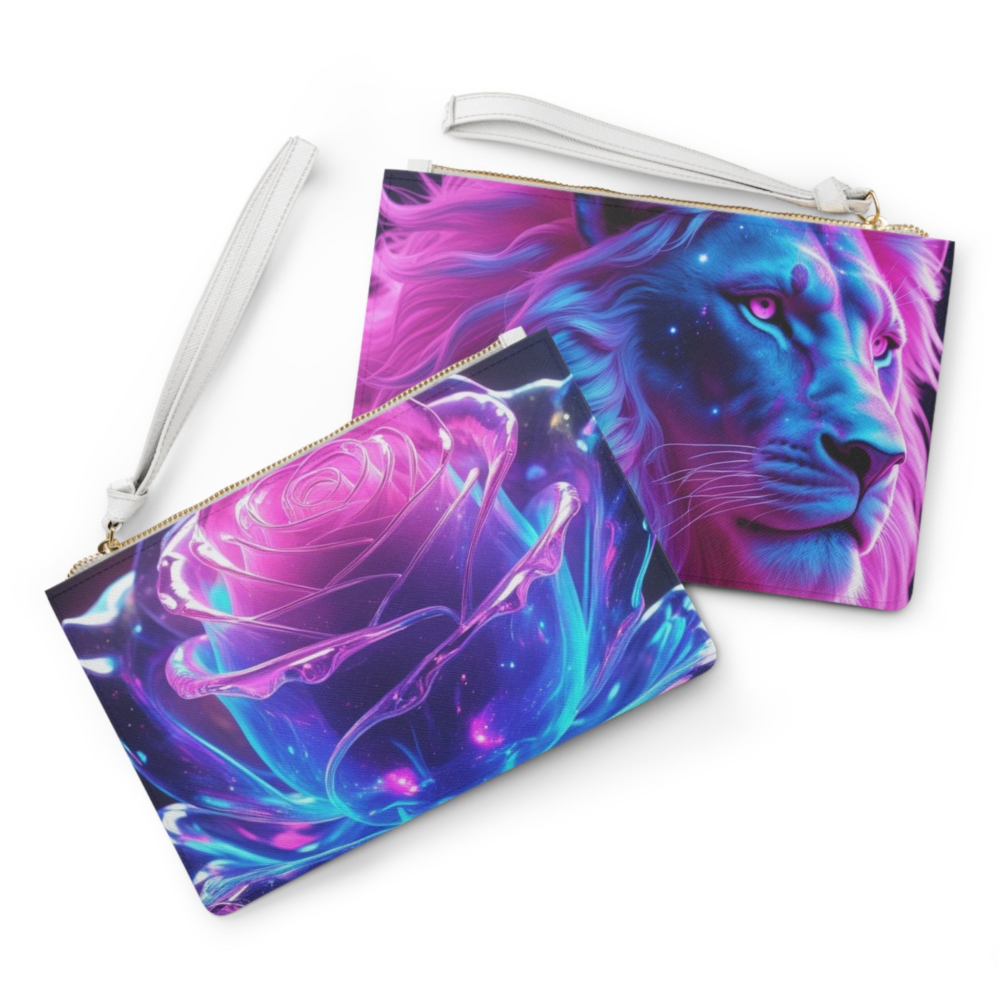 Vibrant Art Clutch Bag, Floral Clutch, Lion Accessory, Festival Pouch, Boho Chic Purse, Gift for Her