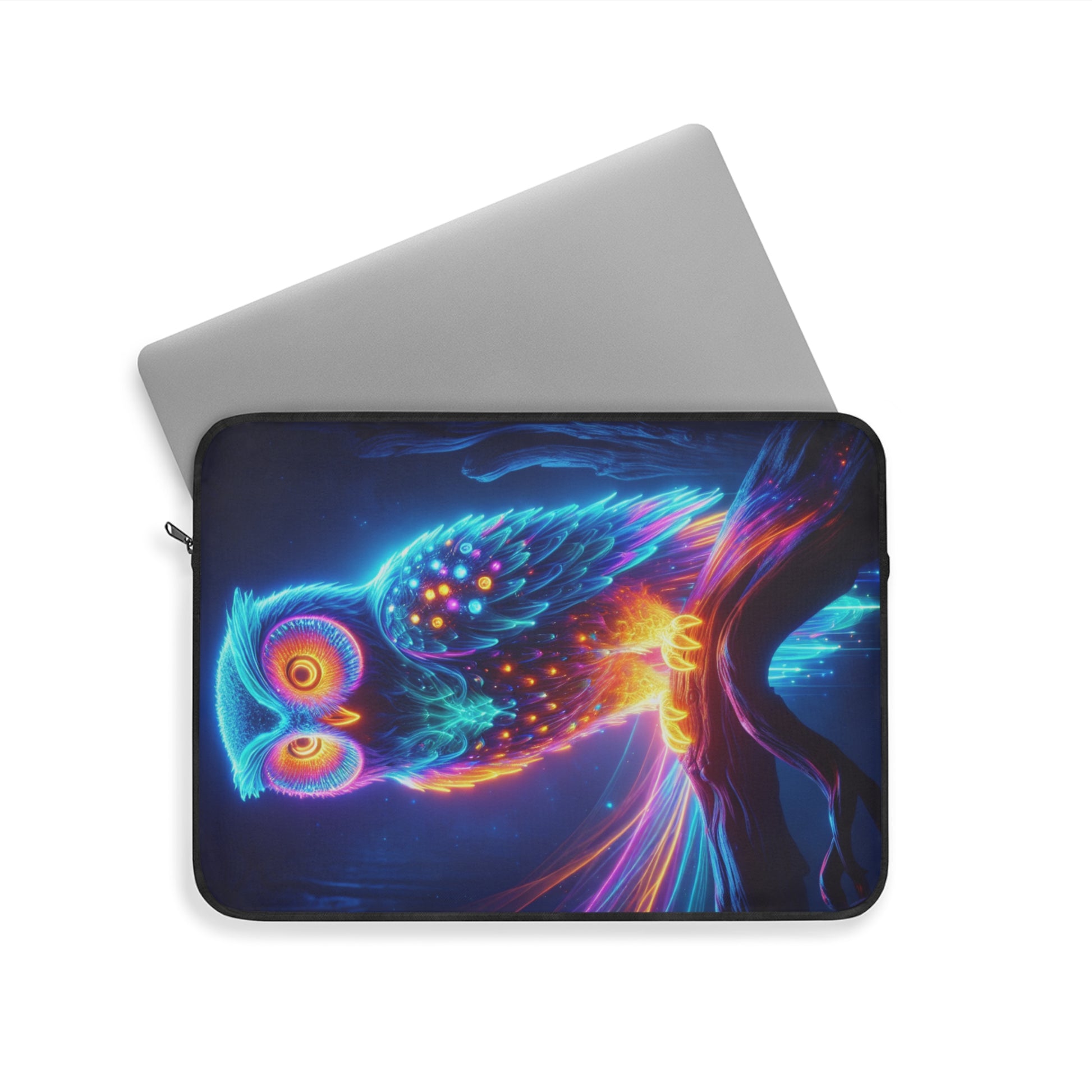 Vibrant Owl Laptop Sleeve, Colorful Owl Case, Boho Tech Accessory, Gift for Students, Bag for Fall Decor, Bright Owl Design