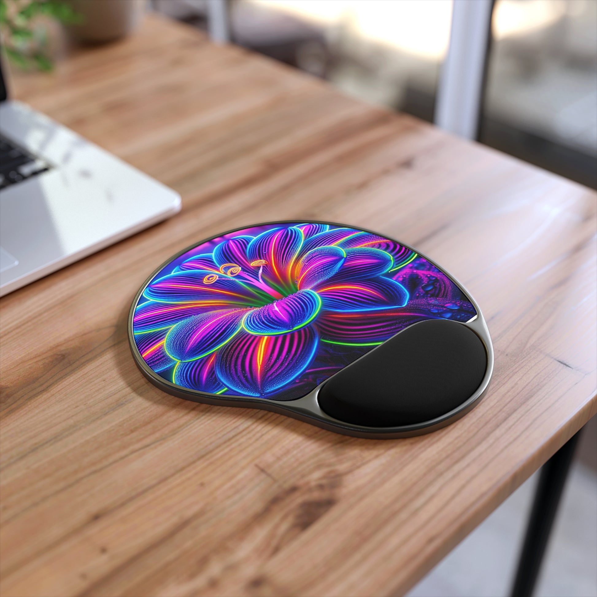 Vibrant Floral Mouse Pad with Wrist Rest - Colorful Desk Accessory for Home Office, Gamer Gift, Ergonomic Support, Flower Design