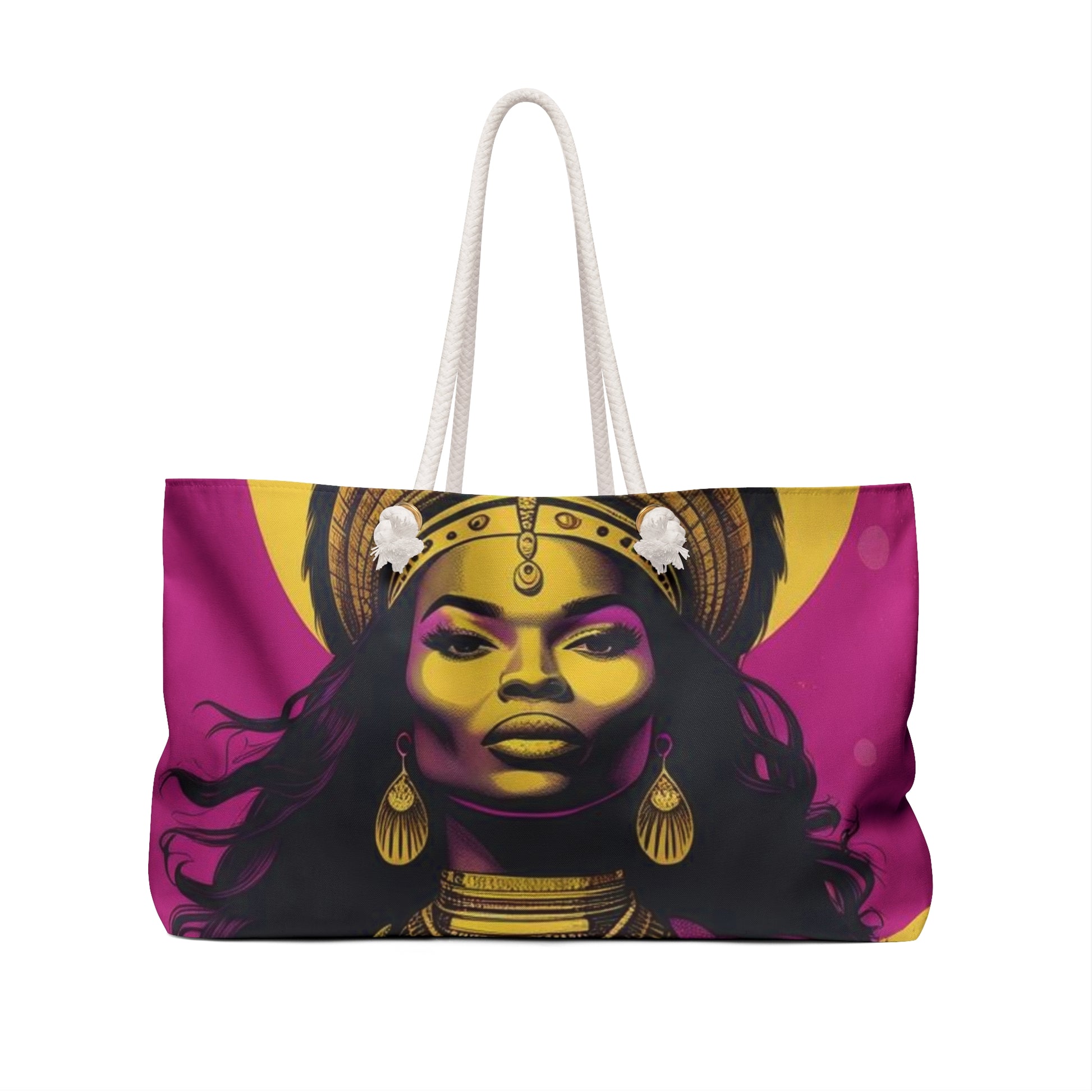 Vibrant Divine Feminine Boho Weekender Bag - Travel Tote, Beach Bag, Gift for Her, Festival Accessory, Bohemian Style, Gift for Her