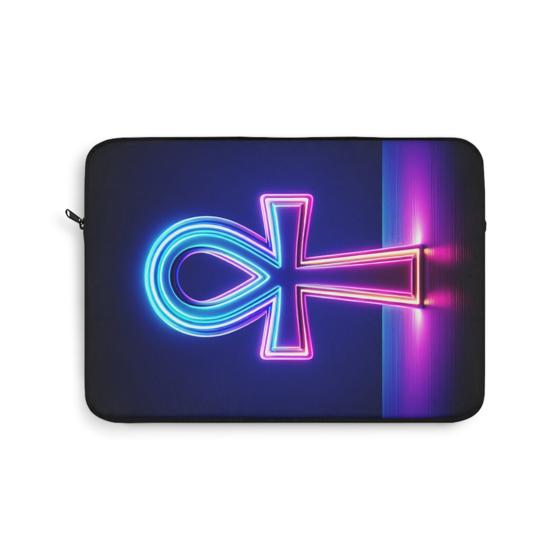 Neon Ankh Laptop Sleeve, Vibrant Travel Case, Tech Accessory, Gifts for Students, Bohemian Aesthetic Decor