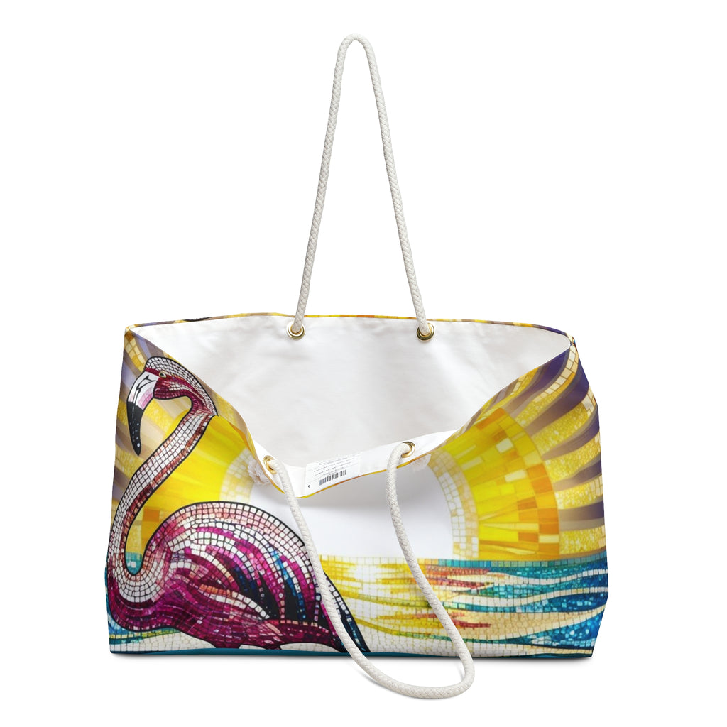 Colorful Flamingo Weekender Bag, Travel Tote, Beach Bag, Vacation Carryall, Summer Getaway Accessory