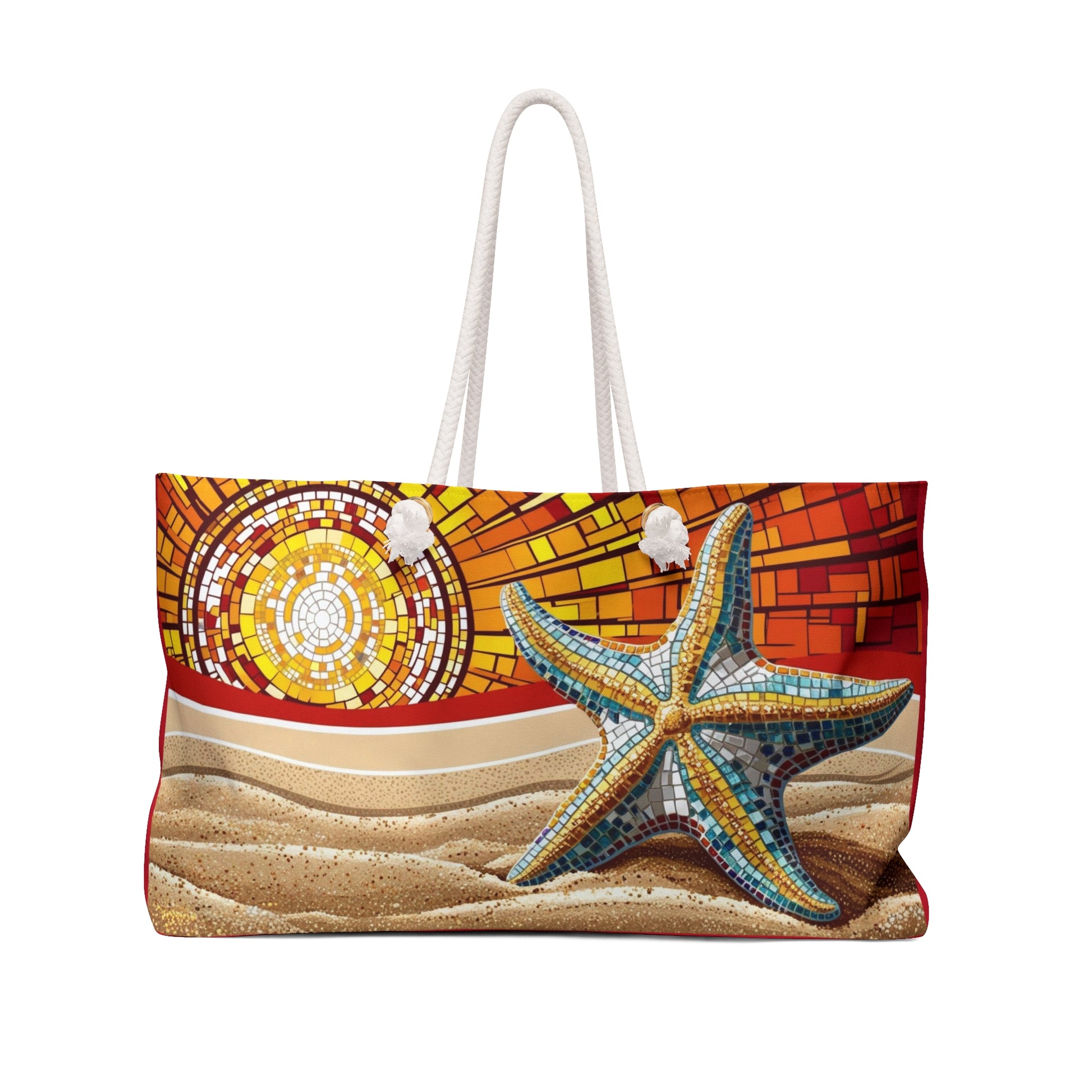 Beachy Weekender Bag, Summer Tote, Vacation Carryall, Coastal Travel Bag, Starfish Print, Perfect for Beach Trips, Summer Adventures