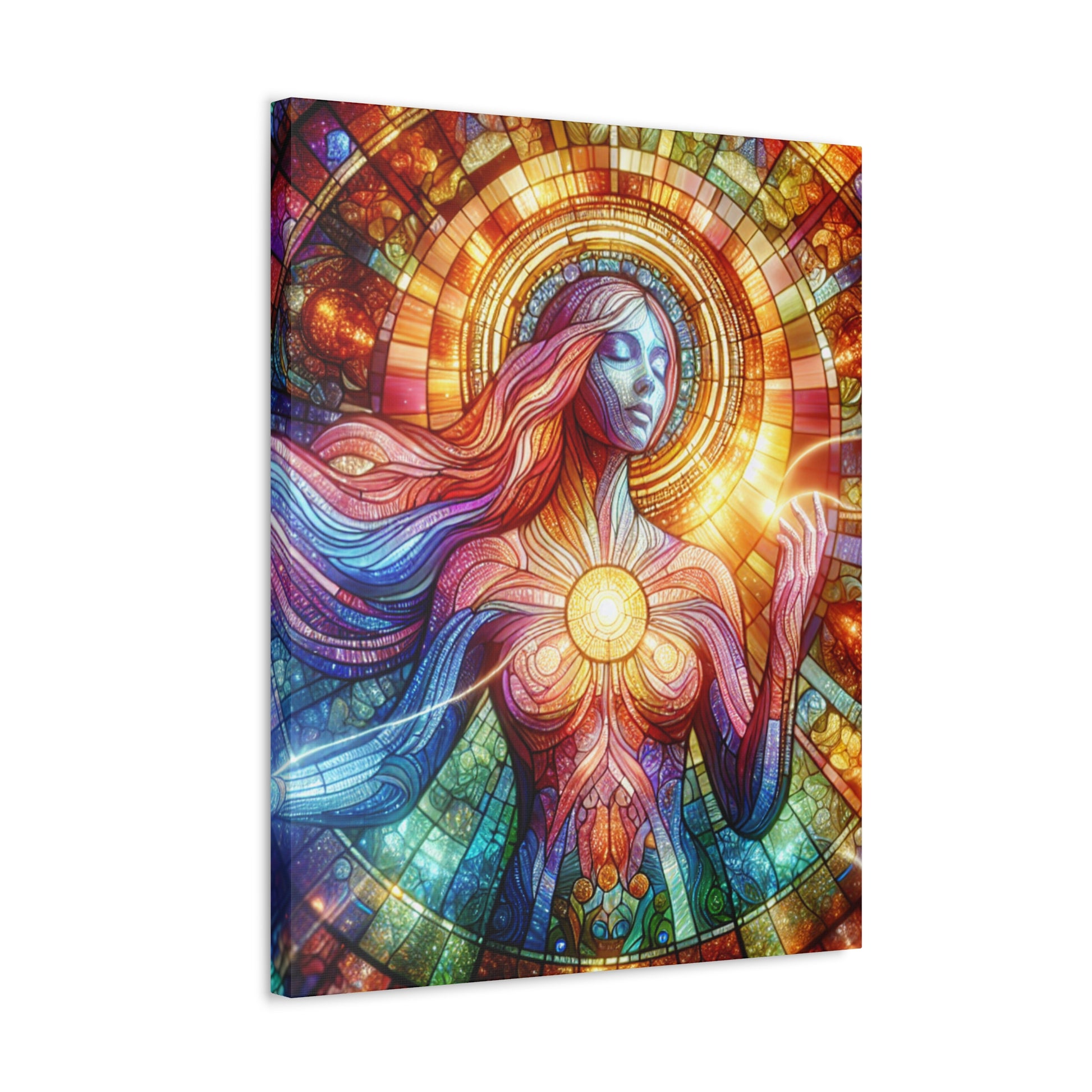 Ethereal Goddess Stretched Canvas Art, Spiritual Home Decor, Colorful Wall Art, Gifts for New Age Lovers, Bohemian Aesthetic