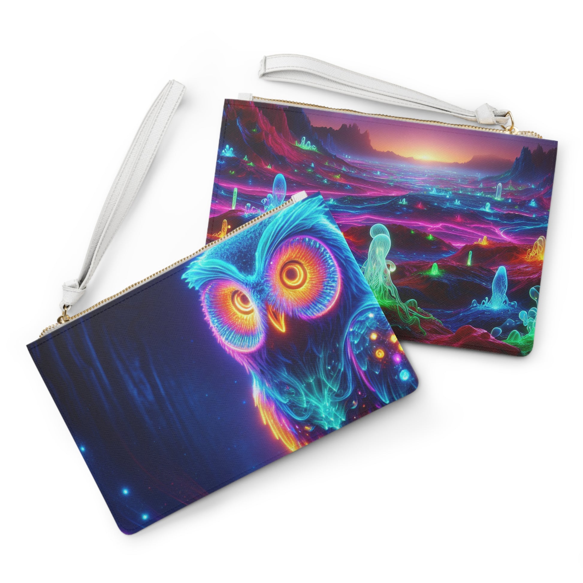 Vibrant Clutch Bag with Enchanting Owl, Colorful Octopus Design, Festival Accessory, Gift for Art Lovers, Night Out Purse
