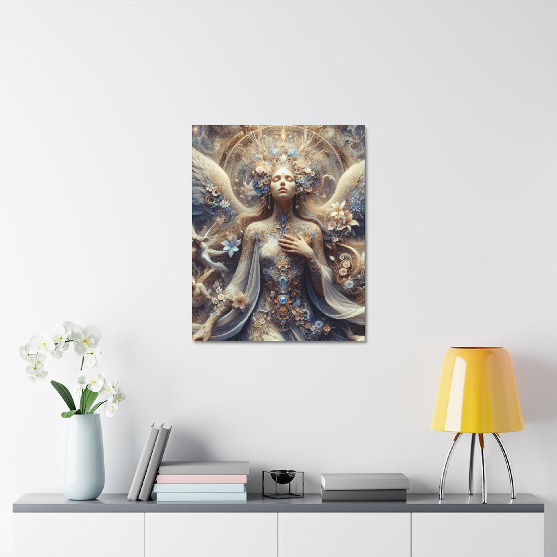 Divine Feminine Goddess Queen Stretched Canvas Art, Fantasy Wall Decor, Ethereal Home Decor, Boho Chic Artwork, Unique Gift for Dreamers
