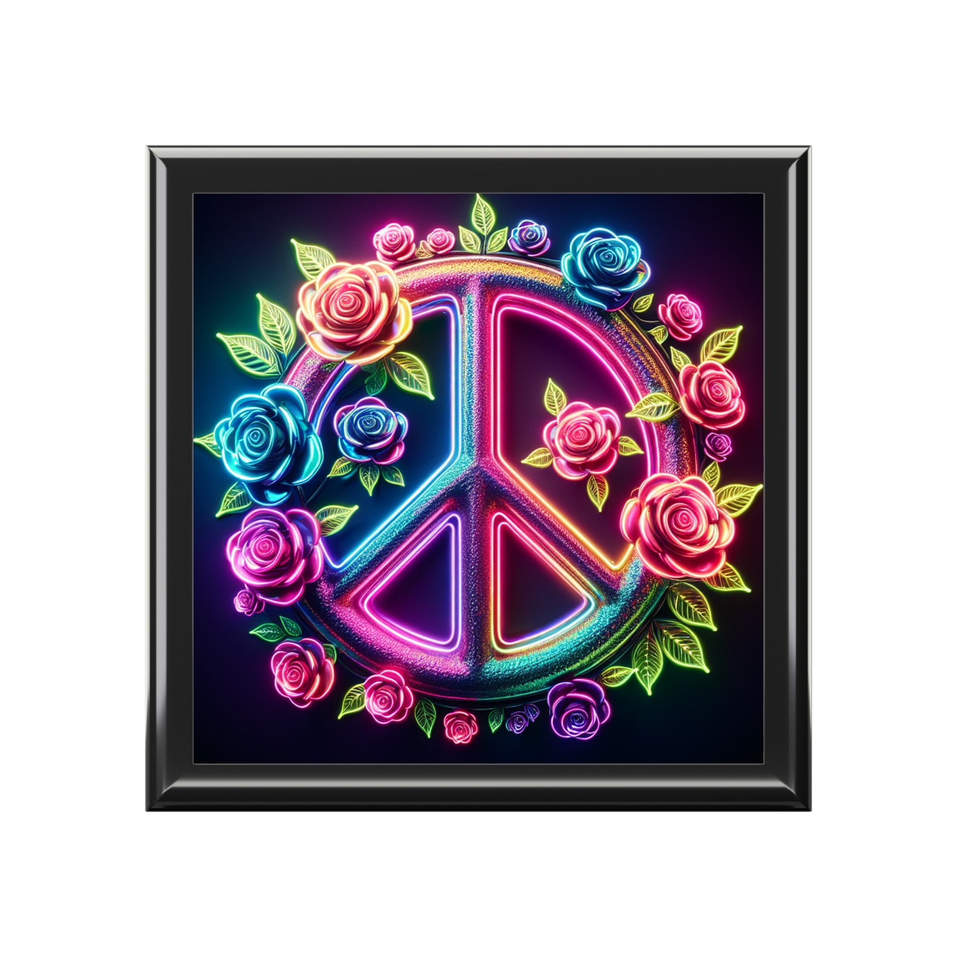Colorful Peace Sign Jewelry Box - Boho Chic Organizer for Rings & Necklaces, Perfect Gift for Her, Home Decor, Love & Peace Theme